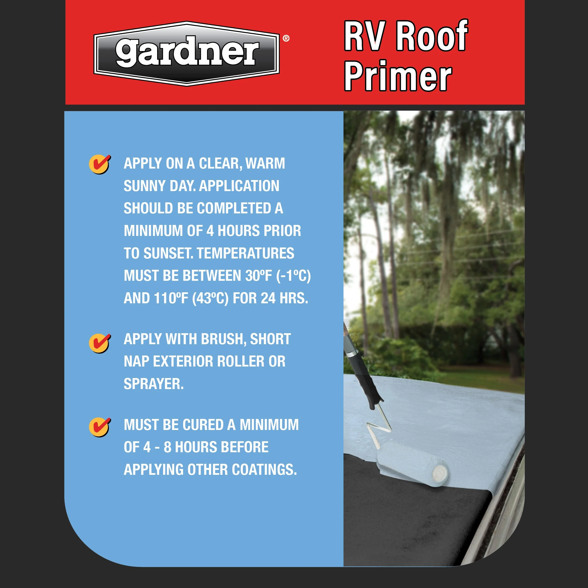 Gardner RV Blue Roof Primer, 1-Quart – Waterproof Roof Sealant (Translucent Blue, ~125 sq ft coverage) - Image 6