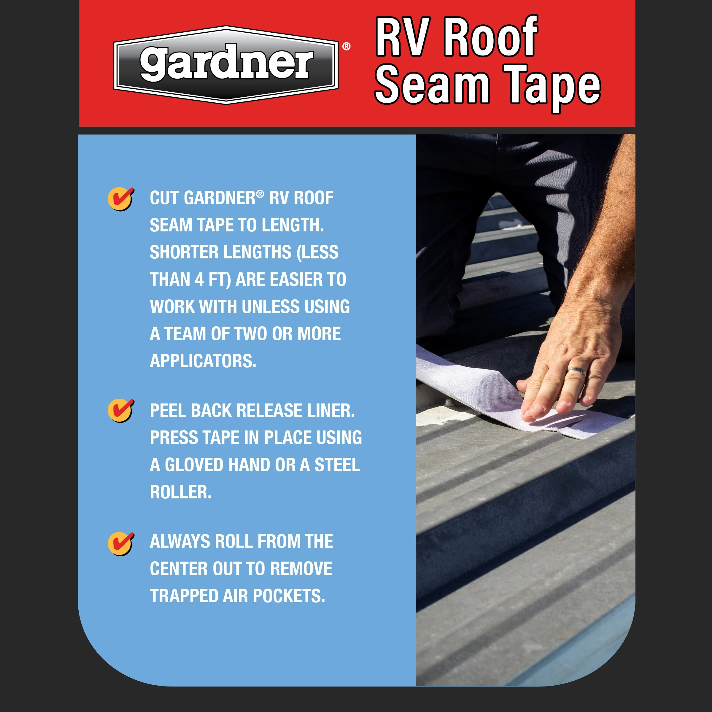 Gardner RV Roof Seam Tape, 4 in x 25 ft Roll - Image 6