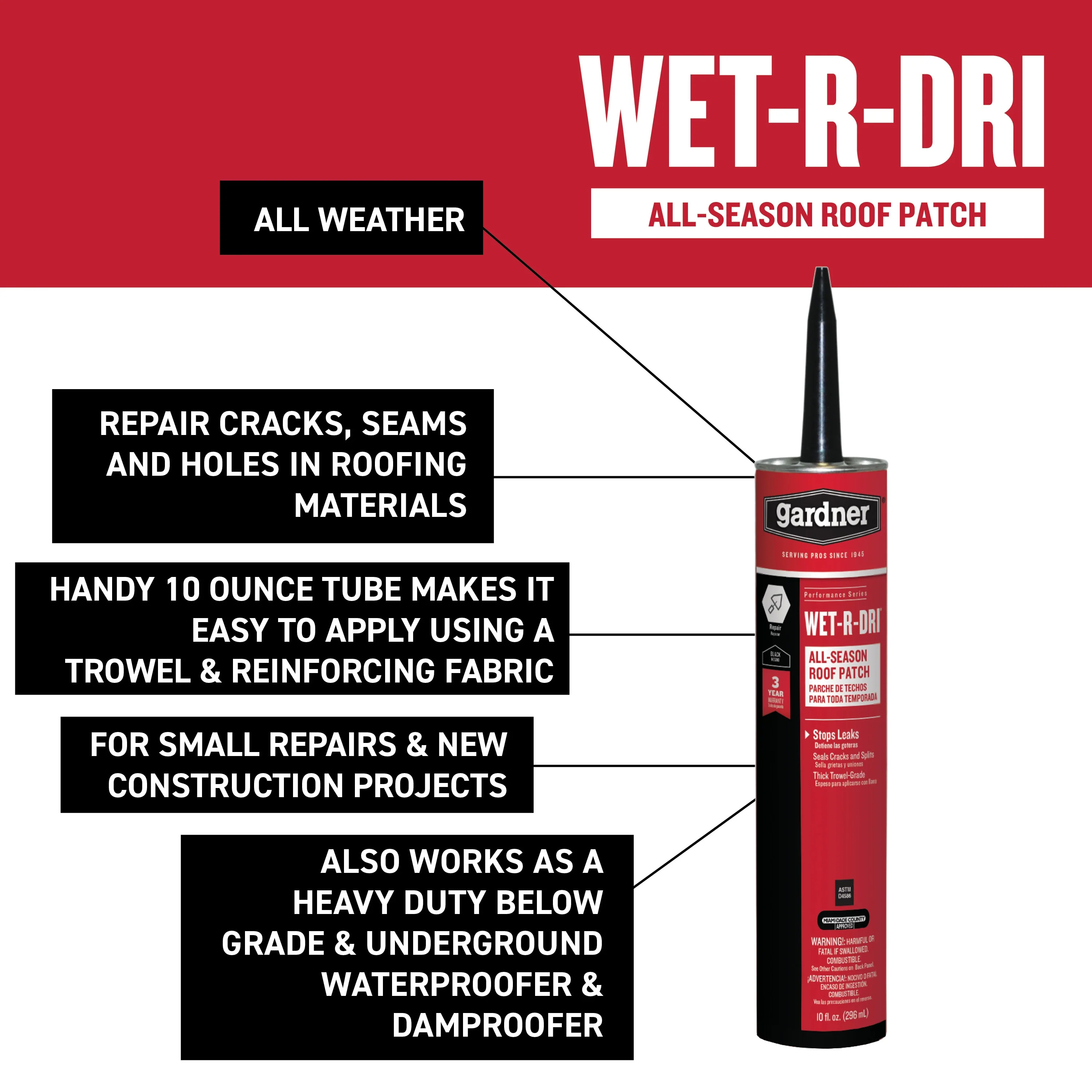 Gardner Wet-R-Dri 10-oz Cement Roof Sealant (0379-GA) - Image 7