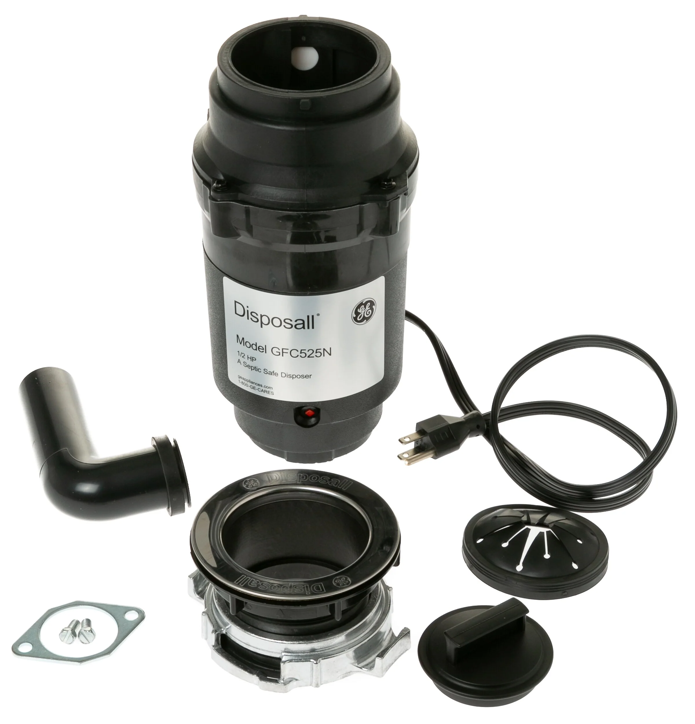 GE 1/2-HP Continuous Feed Garbage Disposal, Corded, Model GFC525N - Image 2