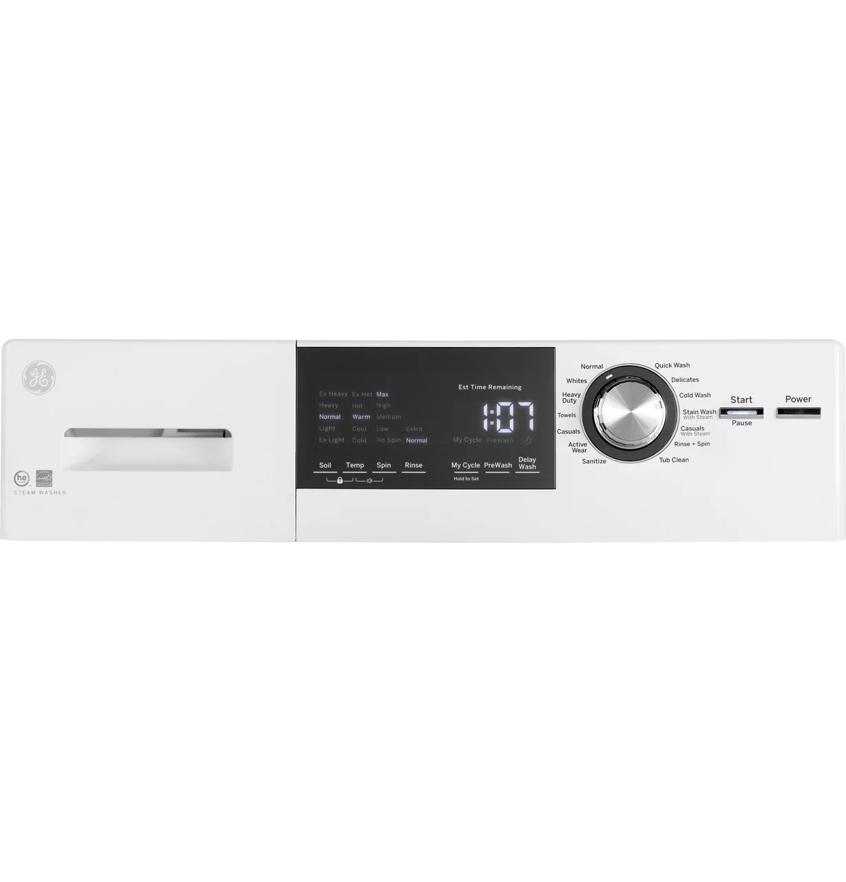 GE 2.4-cu ft High Efficiency Stackable Steam Cycle Front-Load Washer (White) ENERGY STAR, 24-inch, Model GFW148SSMWW - Image 5