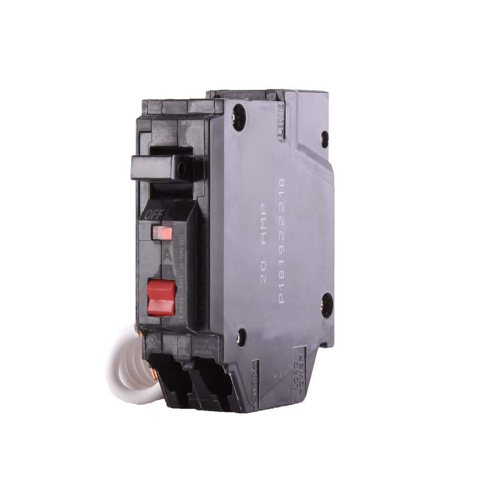 GE 20 Amp Single-Pole Ground Fault (GFCI) Breaker with Self-Test, 120V, Plug-On