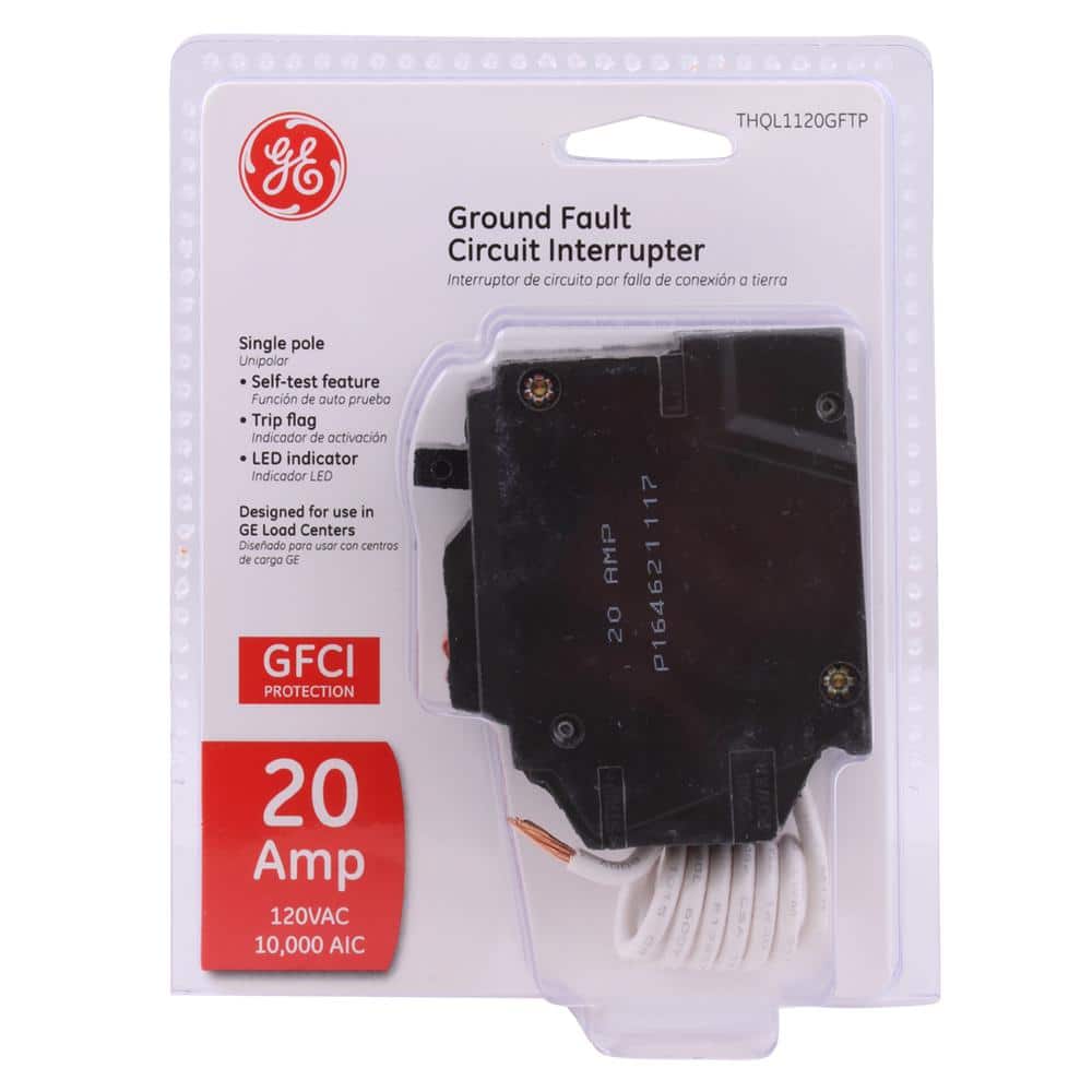 GE 20 Amp Single-Pole Ground Fault (GFCI) Breaker with Self-Test, 120V, Plug-On - Image 6