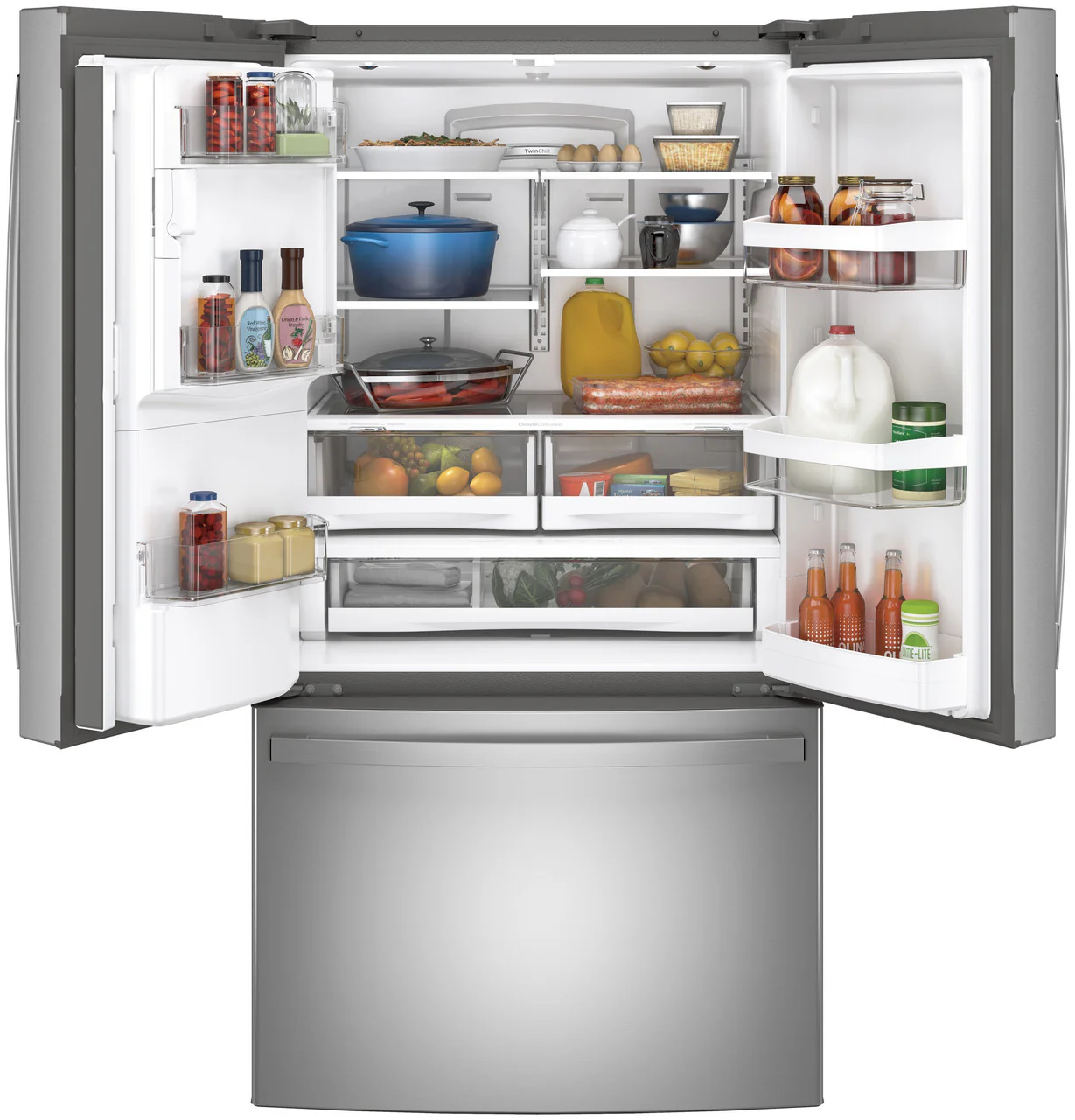 GE 27.7 cu. ft. French Door Refrigerator in Fingerprint Resistant Stainless Steel, ENERGY STAR (GFE28GYNFS) - Image 5