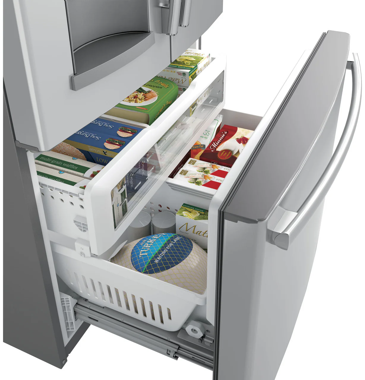GE 27.7 cu. ft. French Door Refrigerator in Fingerprint Resistant Stainless Steel, ENERGY STAR (GFE28GYNFS) - Image 8