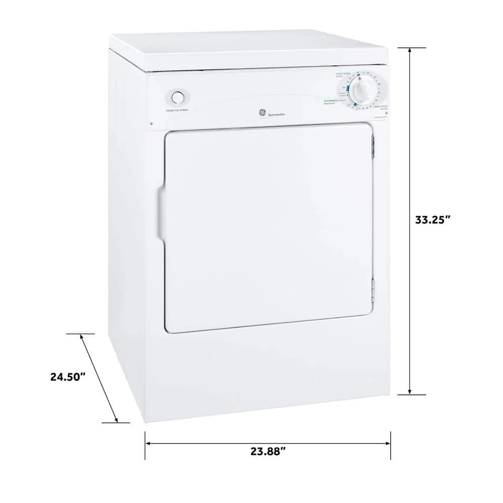GE 3.6-cu ft Stackable Portable Electric Dryer (White on White) - Image 6