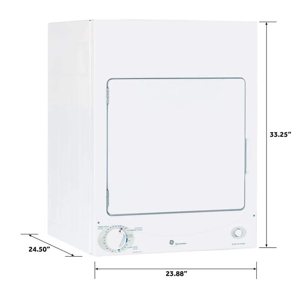 GE 3.6-cu ft Stackable Portable Electric Dryer (White on White) - Image 7