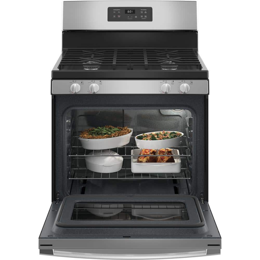 GE 30 in. 4.8 cu. ft. Freestanding Gas Range in Stainless Steel (JGBS61RPSS) - Image 2
