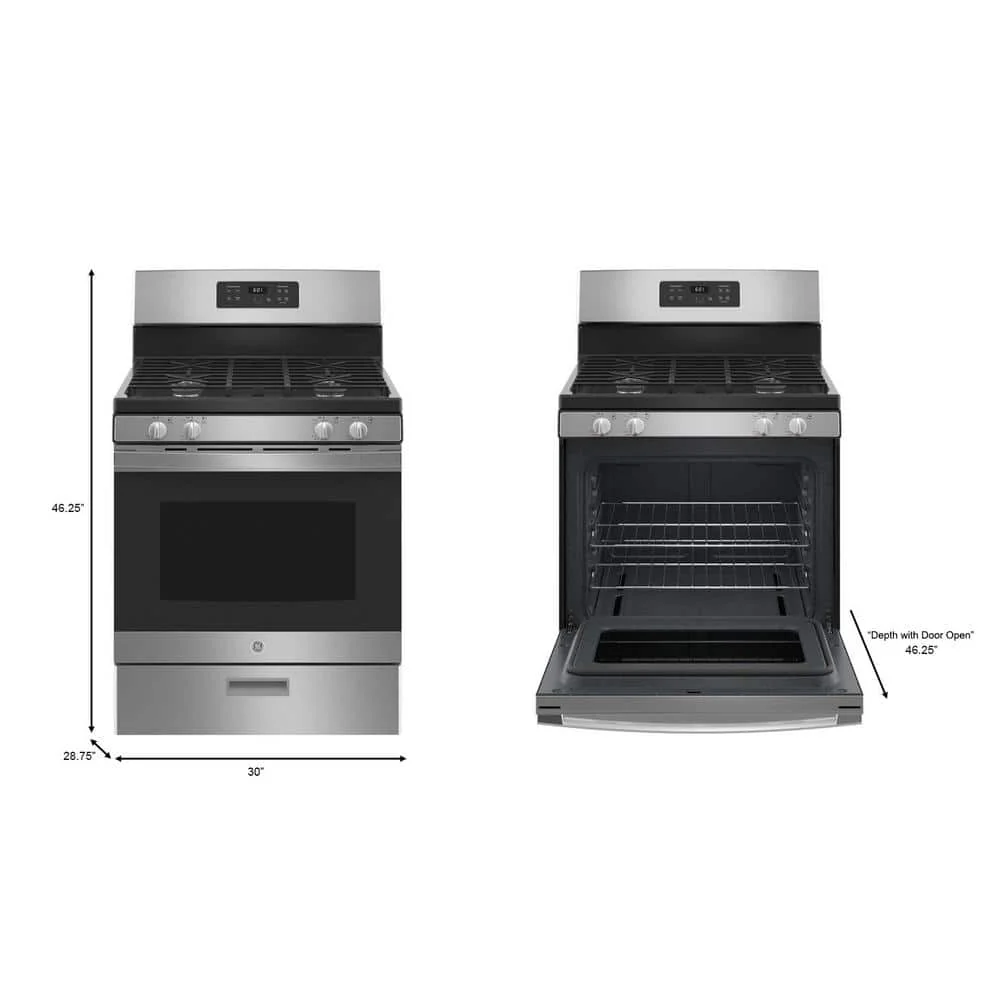 GE 30 in. 4.8 cu. ft. Freestanding Gas Range in Stainless Steel (JGBS61RPSS) - Image 3