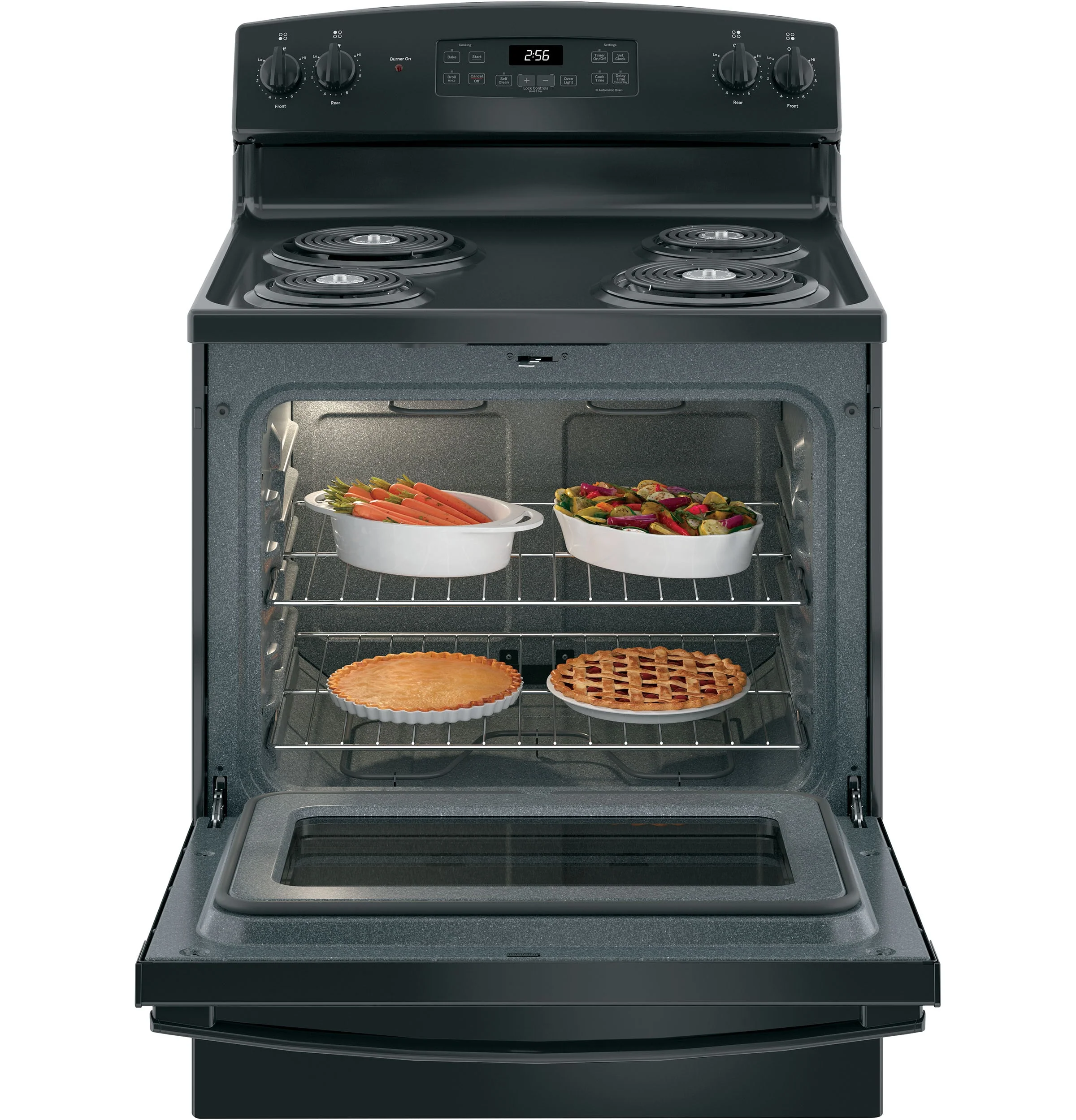 GE 30-in 4 Elements 5.0-cu ft Self-Cleaning Freestanding Electric Range (Black) - Image 2