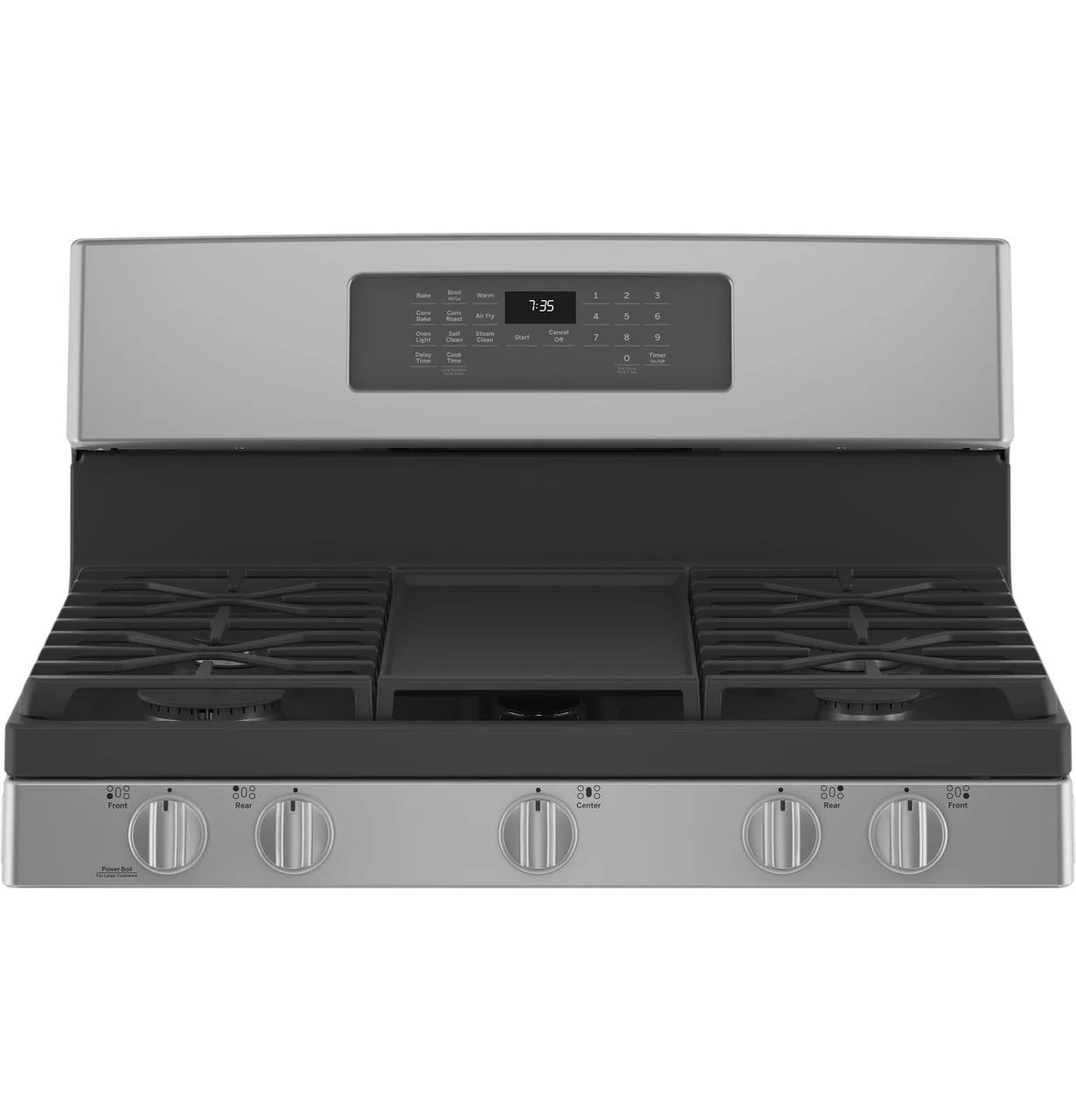 GE 30 in. 5.0 cu. ft. Gas Range with Self-Cleaning Convection Oven and No Preheat Air Fry in Stainless Steel (JGB735SPSS) - Image 2