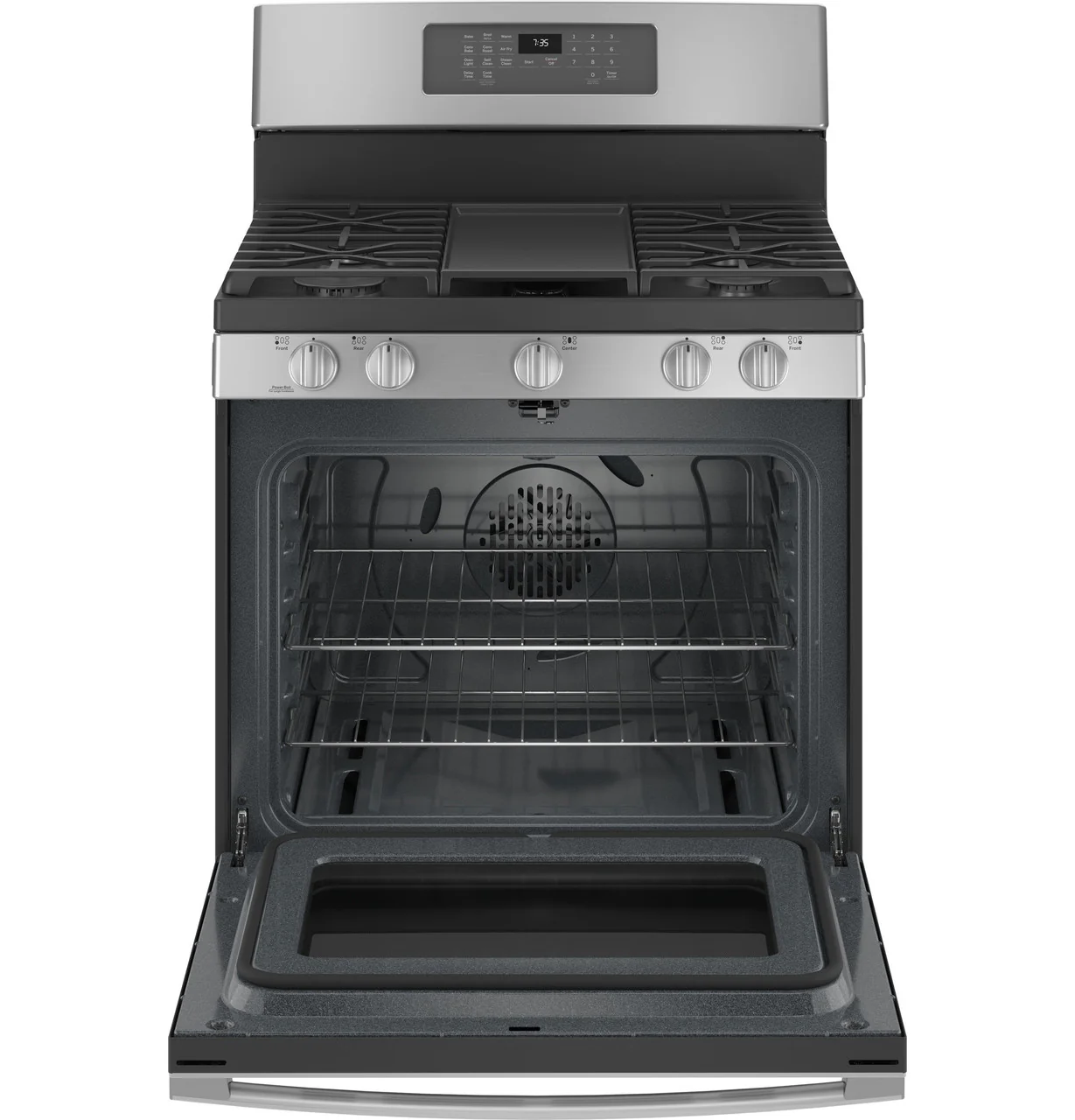 GE 30 in. 5.0 cu. ft. Gas Range with Self-Cleaning Convection Oven and No Preheat Air Fry in Stainless Steel (JGB735SPSS) - Image 5