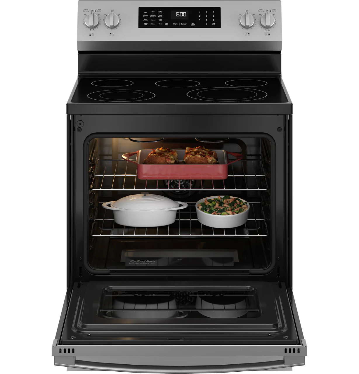 GE 30 in. 5.3 cu. ft. Electric Range with Self-Cleaning Convection Oven in Stainless Steel - Image 3