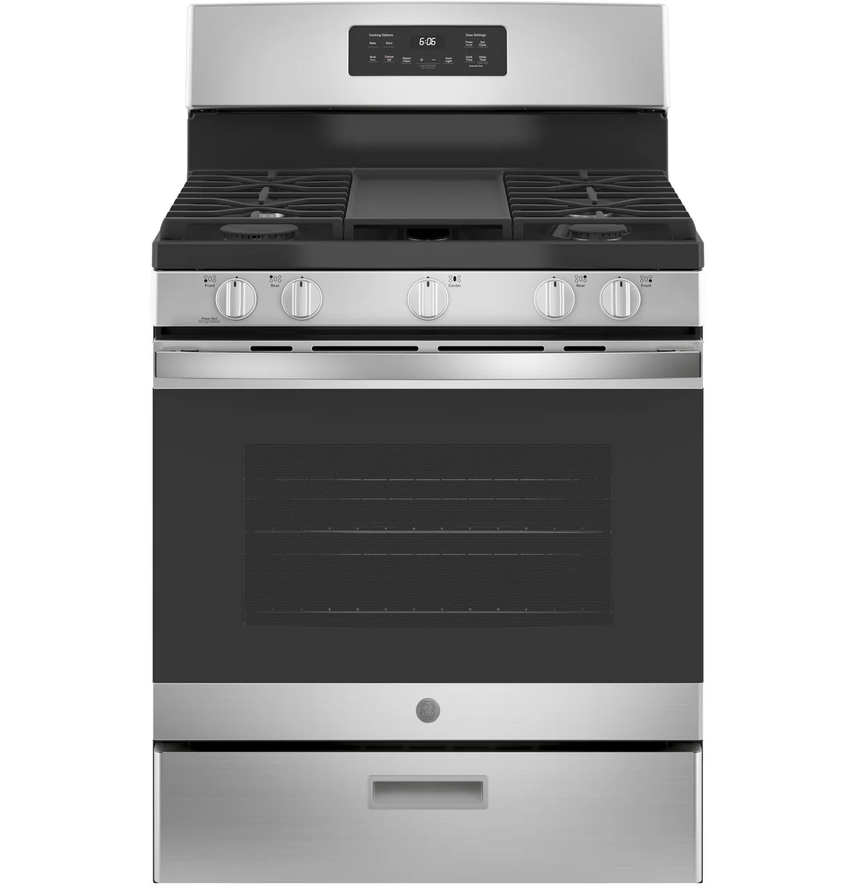 GE 30-in 5-Burner 5.0-cu ft Freestanding Gas Range, Stainless Steel (JGBS66REKSS)