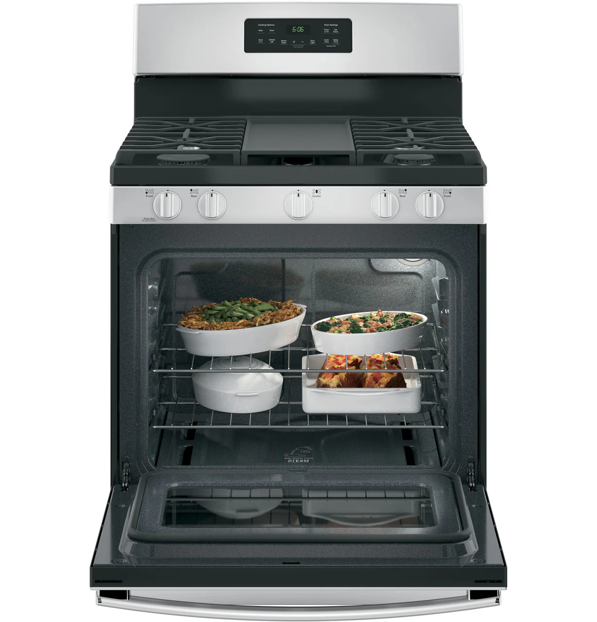 GE 30-in 5-Burner 5.0-cu ft Freestanding Gas Range, Stainless Steel (JGBS66REKSS) - Image 4