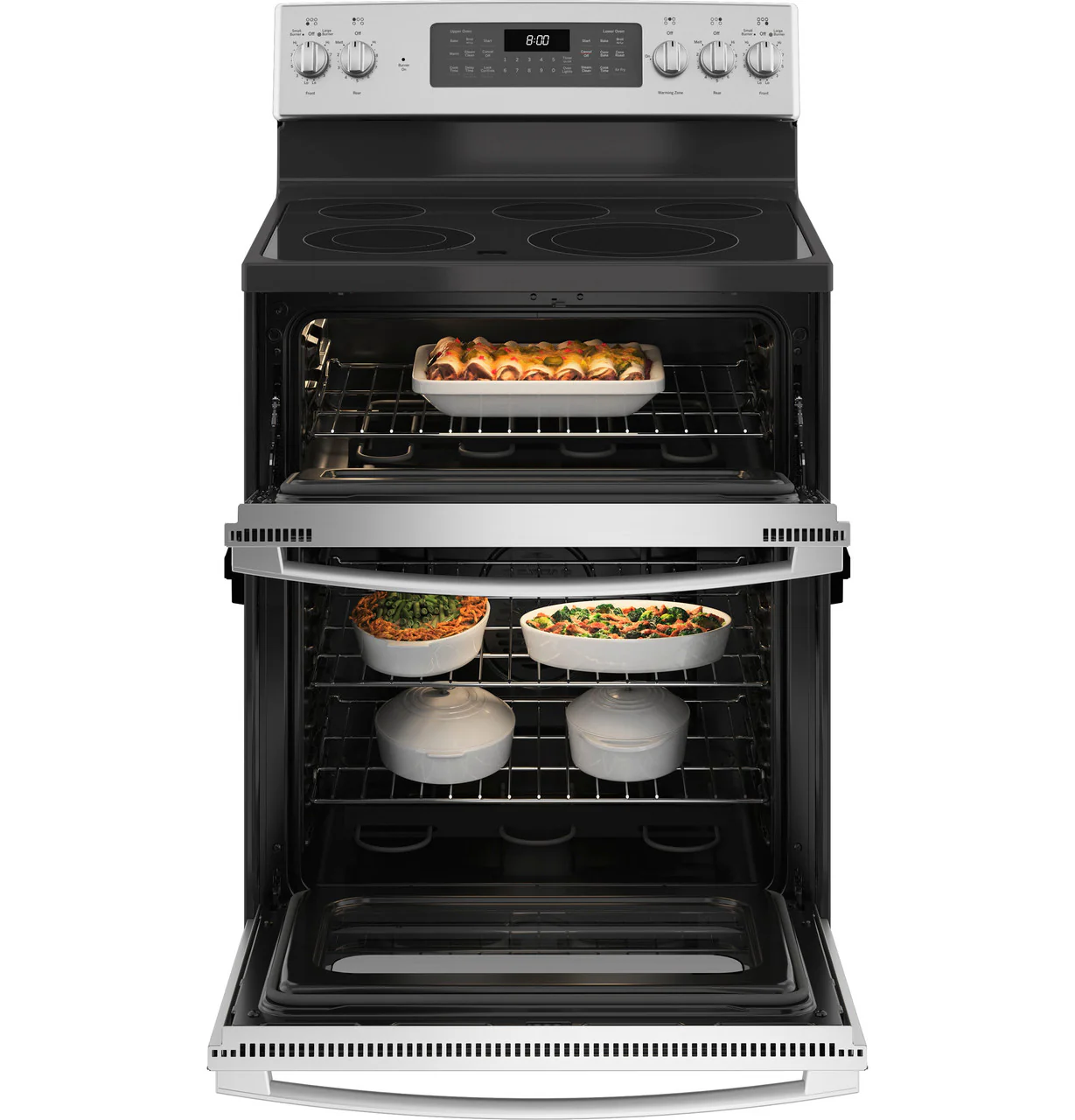 GE 30 in. 6.6 cu. ft. Double Oven Electric Range with Steam-Cleaning Convection Oven in Stainless Steel - Image 3