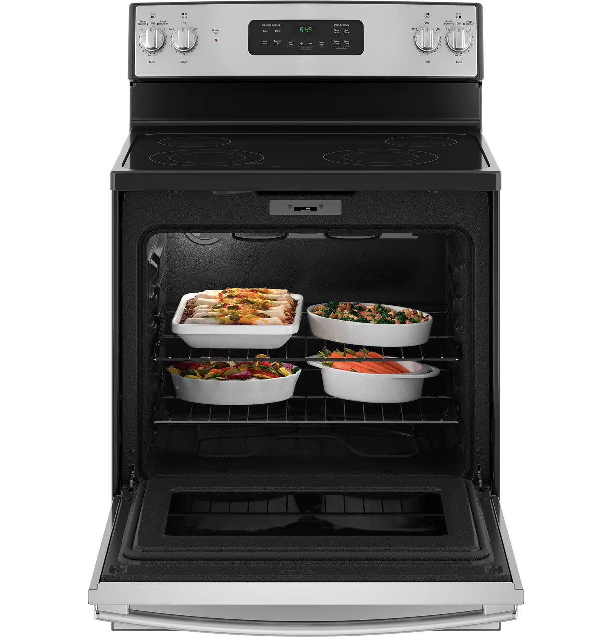GE 30-in Smooth Surface 4 Elements 5.3-cu ft Self-Cleaning Freestanding Electric Range (Stainless Steel) - Image 4
