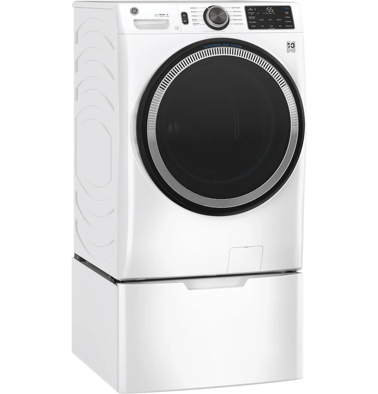 GE 32 in. 4.8 cu. ft. White Front Load Washing Machine with UltraFresh Vent System with OdorBlock and Sanitize with Oxi - Image 2