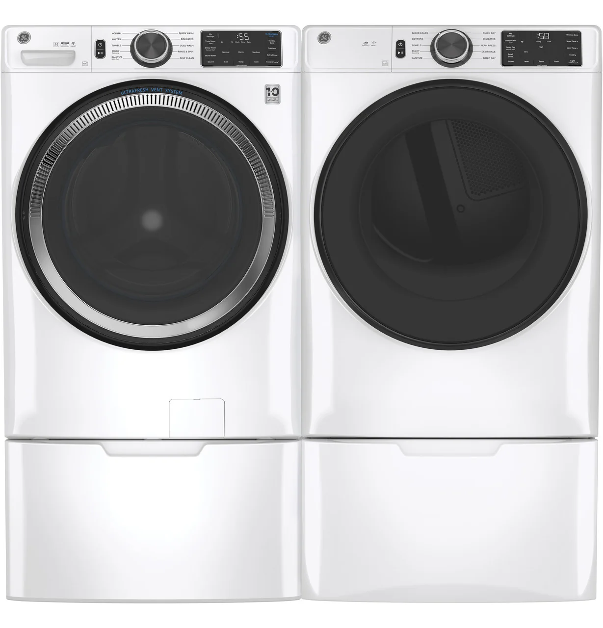 GE 32 in. 4.8 cu. ft. White Front Load Washing Machine with UltraFresh Vent System with OdorBlock and Sanitize with Oxi - Image 3
