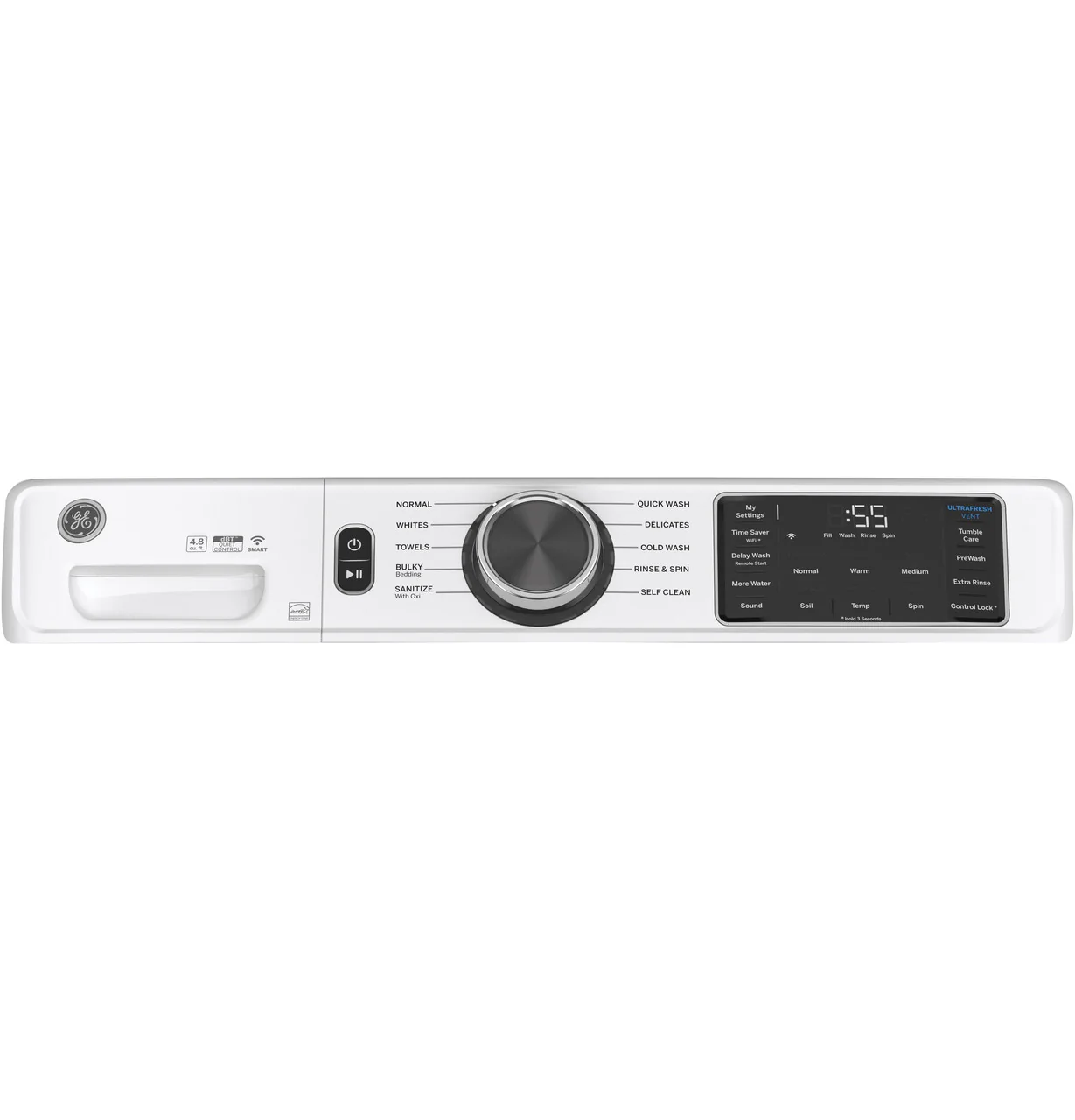 GE 32 in. 4.8 cu. ft. White Front Load Washing Machine with UltraFresh Vent System with OdorBlock and Sanitize with Oxi - Image 5