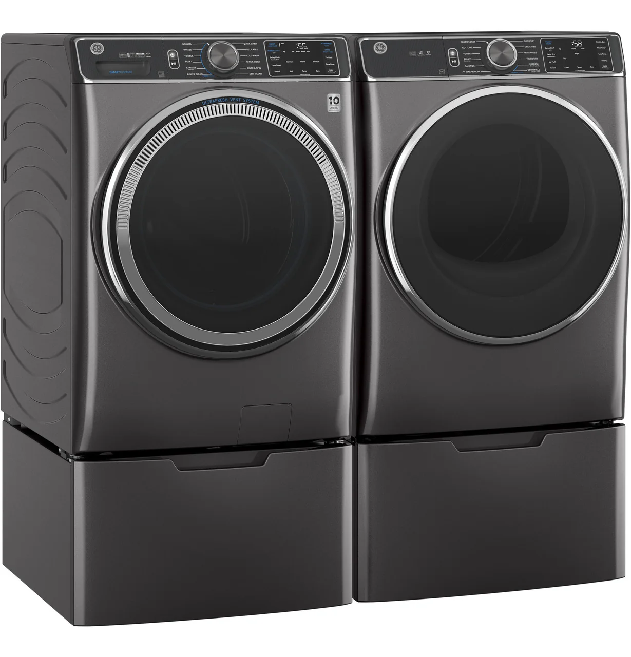 GE 5.0 cu. ft. Diamond Gray Front Load Washing Machine with UltraFresh Vent System with OdorBlock, Sanitize + Allergen - Image 8