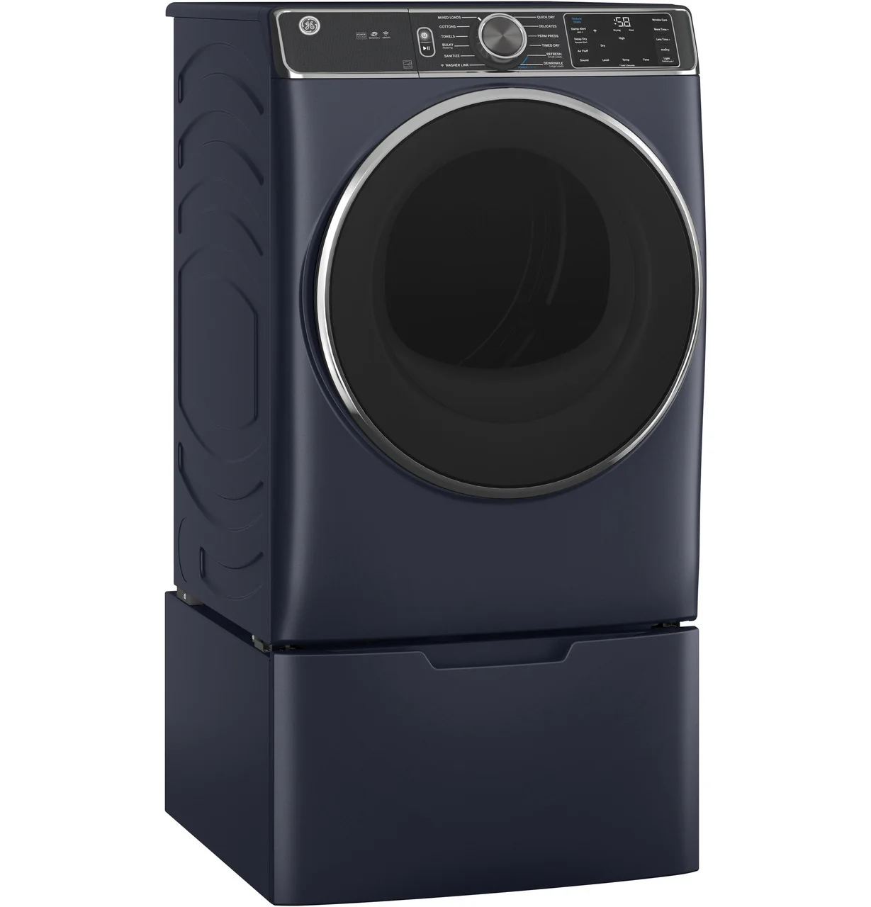 GE 7.8-cu ft Reversible Side-Swing Door Stackable Steam Cycle Gas Dryer, Sapphire Blue, ENERGY STAR - Image 2