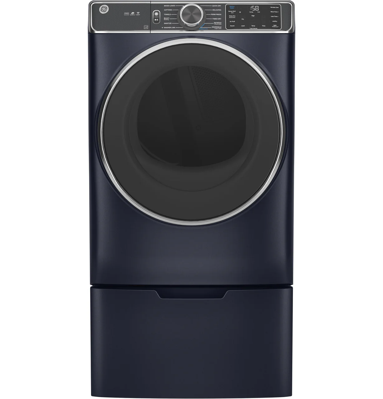 GE 7.8-cu ft Reversible Side-Swing Door Stackable Steam Cycle Gas Dryer, Sapphire Blue, ENERGY STAR - Image 5