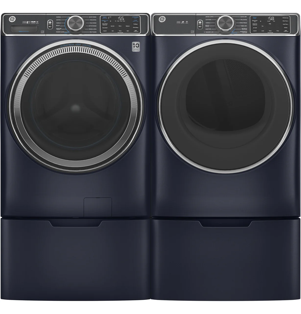 GE 7.8-cu ft Reversible Side-Swing Door Stackable Steam Cycle Gas Dryer, Sapphire Blue, ENERGY STAR - Image 8