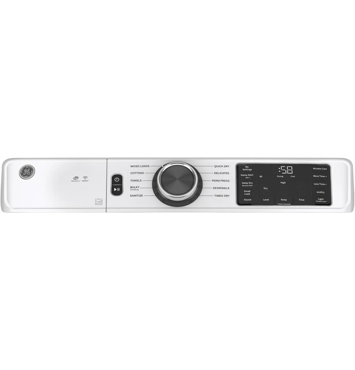 GE 7.8 cu. ft. Smart 240-Volt White Stackable Electric Vented Dryer with Sanitize Cycle, ENERGY STAR - Image 3