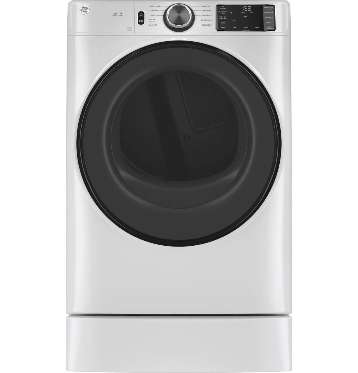 GE 7.8 cu. ft. Smart 240-Volt White Stackable Electric Vented Dryer with Sanitize Cycle, ENERGY STAR - Image 4