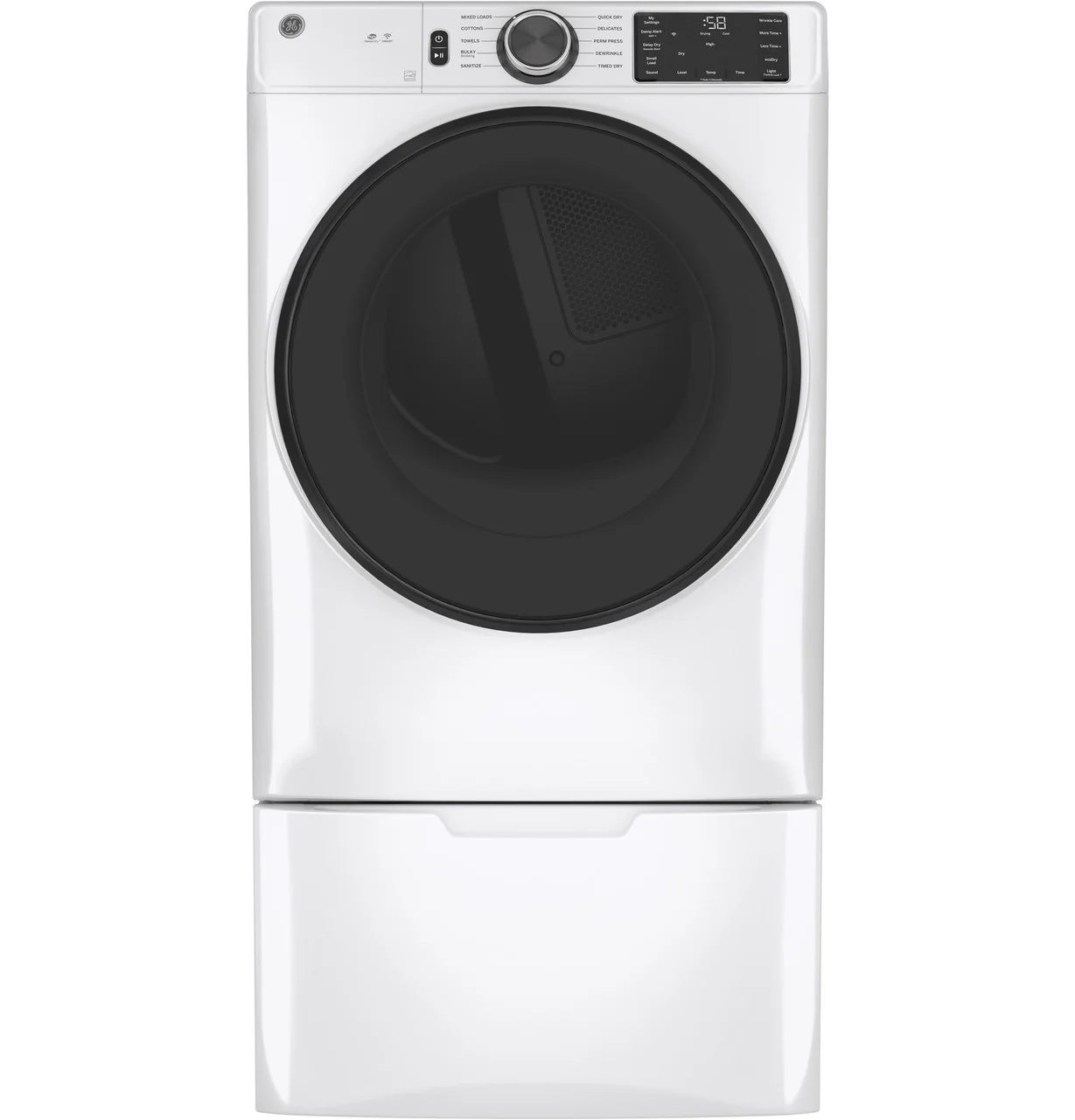 GE 7.8 cu. ft. Smart 240-Volt White Stackable Electric Vented Dryer with Sanitize Cycle, ENERGY STAR - Image 5