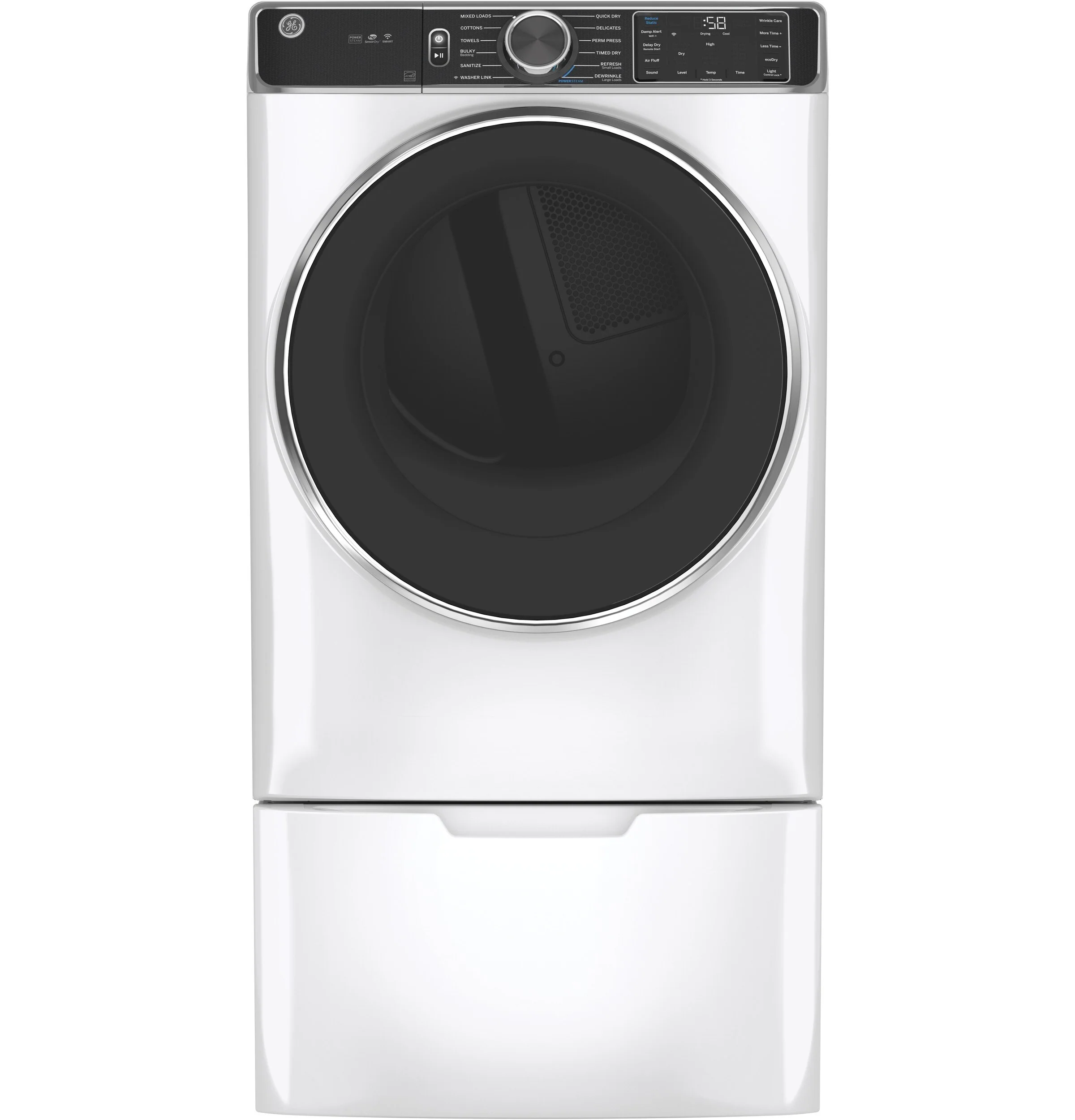 GE 7.8-cu ft Stackable Gas Dryer with Steam, Wi-Fi & Reversible Door (White) ENERGY STAR - Image 4