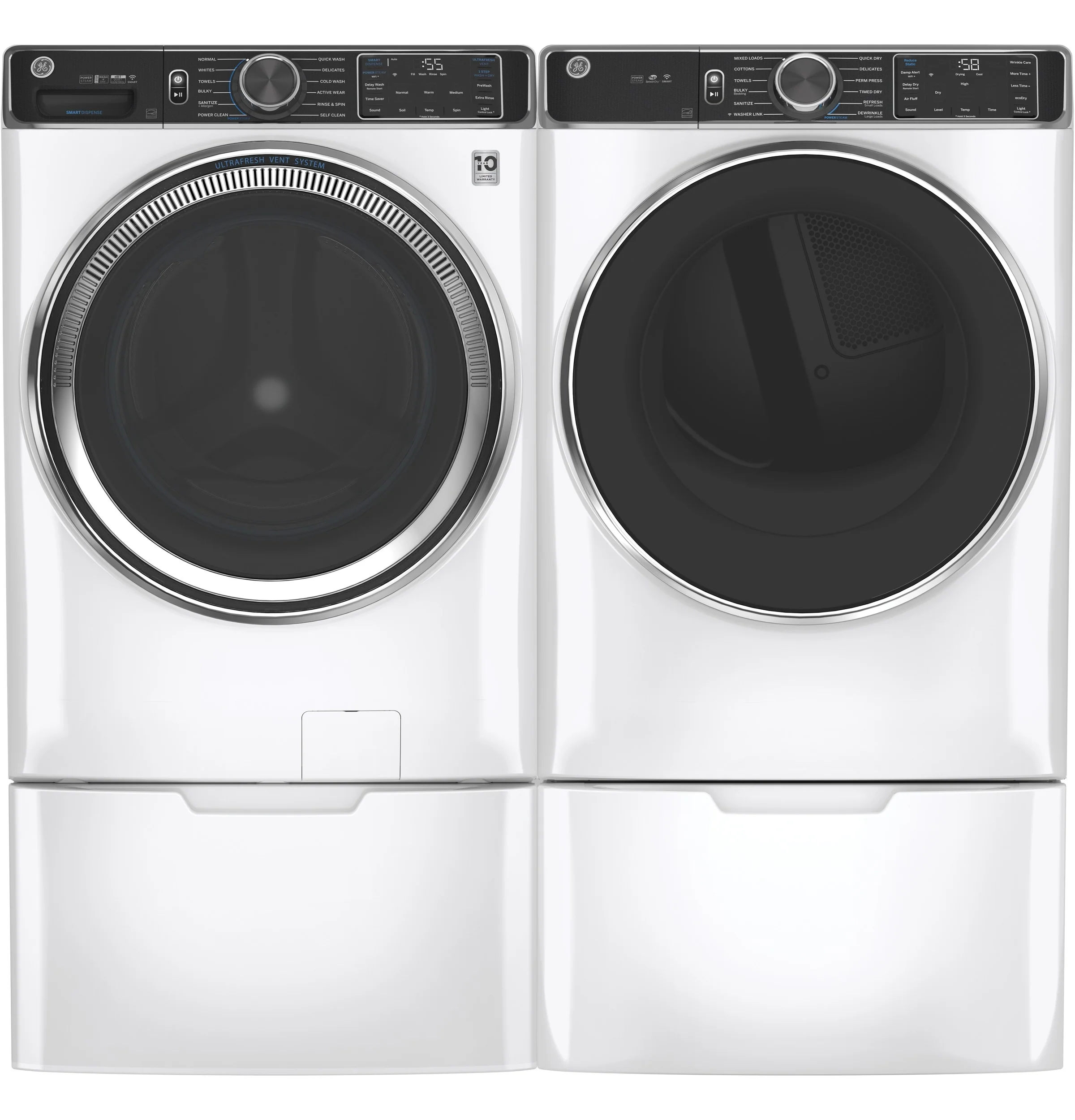 GE 7.8-cu ft Stackable Gas Dryer with Steam, Wi-Fi & Reversible Door (White) ENERGY STAR - Image 7