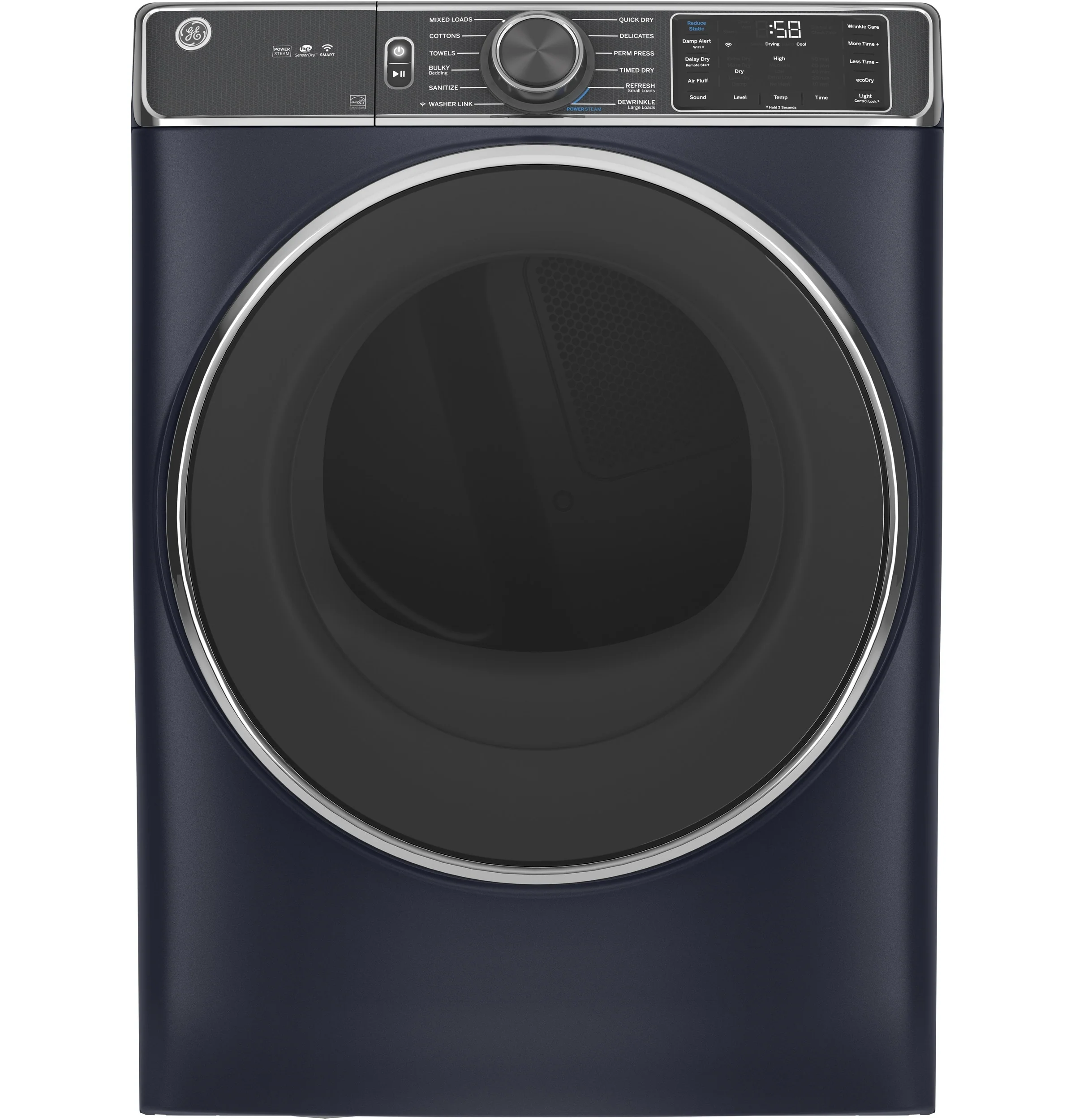 GE 7.8-cu ft Stackable Steam Cycle Electric Dryer (Sapphire Blue) ENERGY STAR