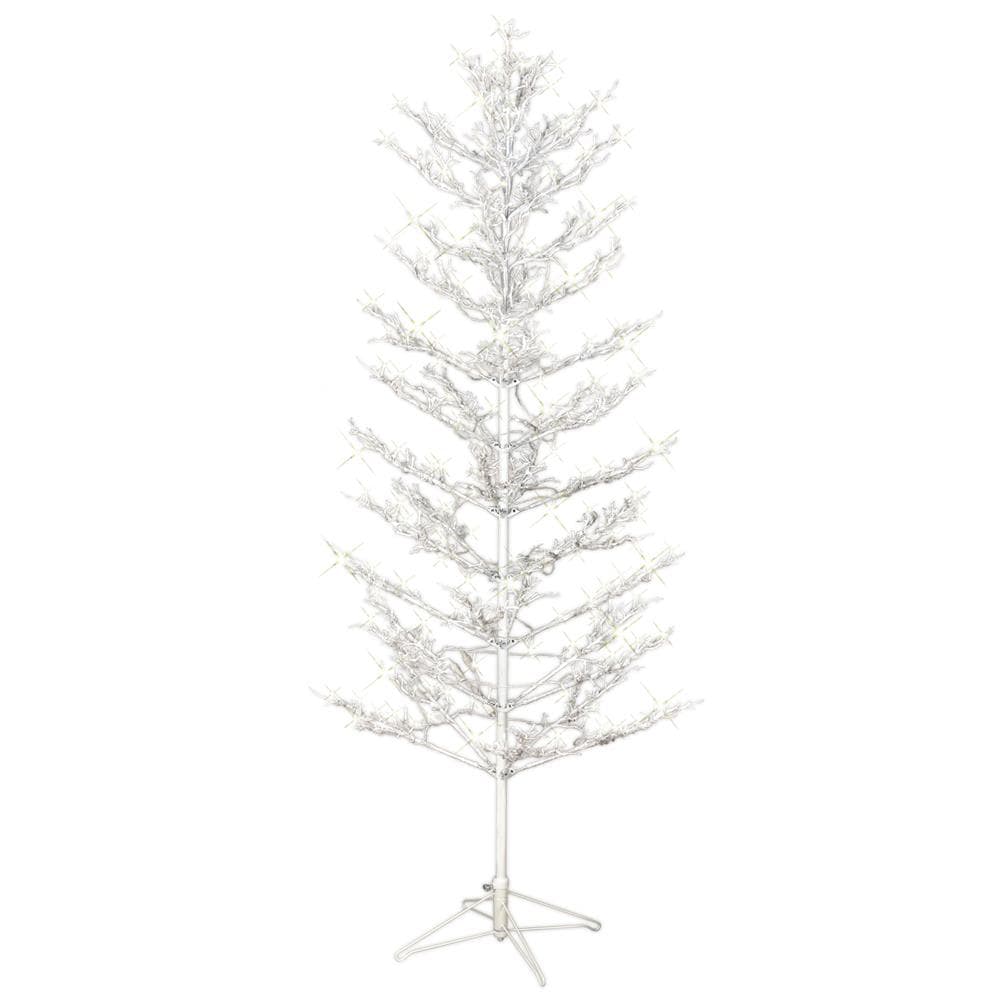 GE 7-ft Winterberry Pre-Lit Twig Slim White Artificial Christmas Tree with 400 Constant Cool White LED Lights