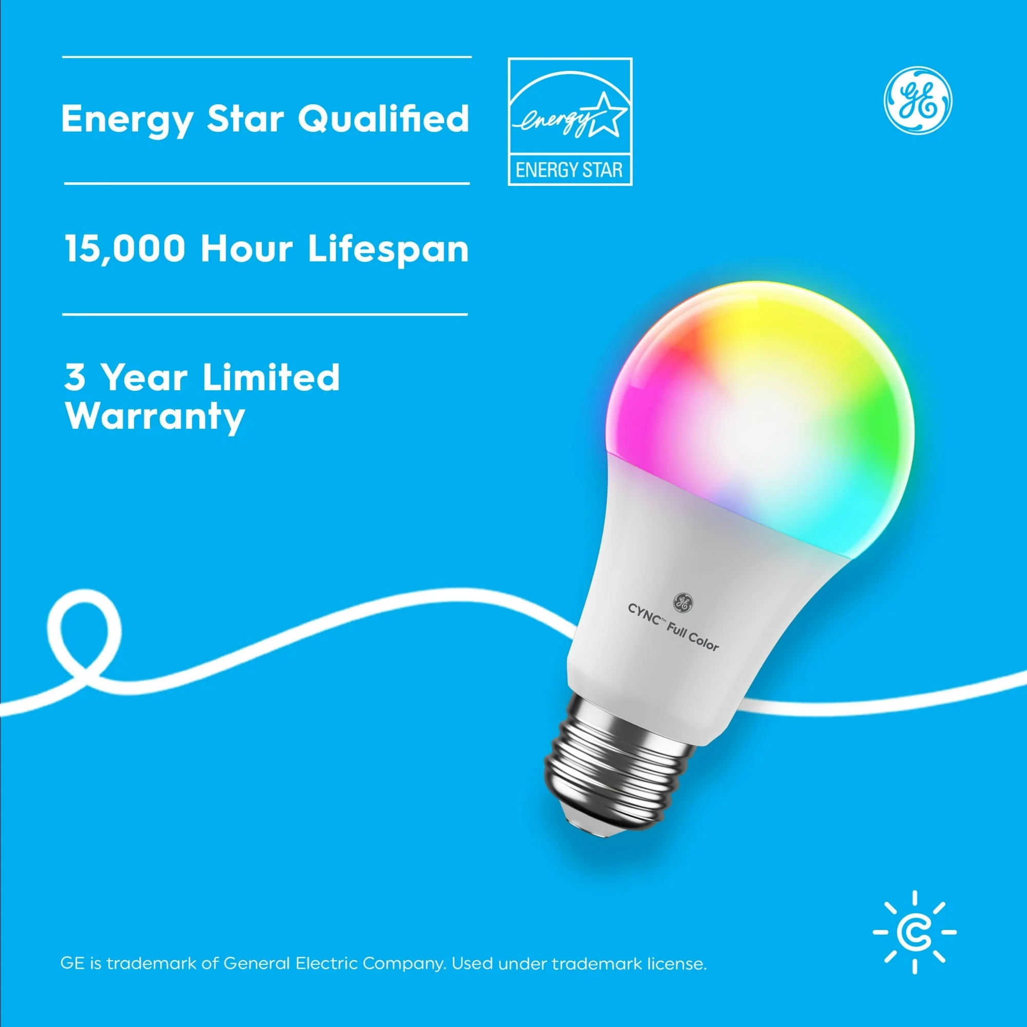 GE C by GE Smart 60-Watt EQ A19 Full Color Dimmable Smart LED Light Bulb - Image 8