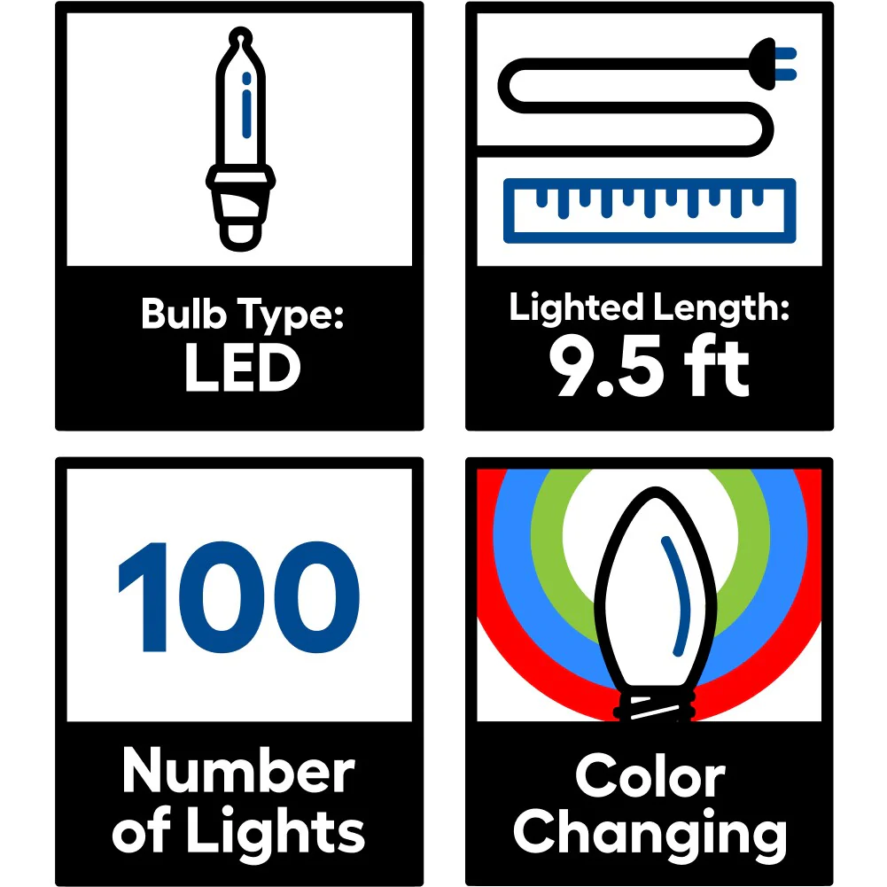 GE Color Choice 100-Count Multi-Function Color-Changing LED Christmas Icicle Lights, 20 Icicles, 9.5-ft Lighted Length, White Wire - Image 6