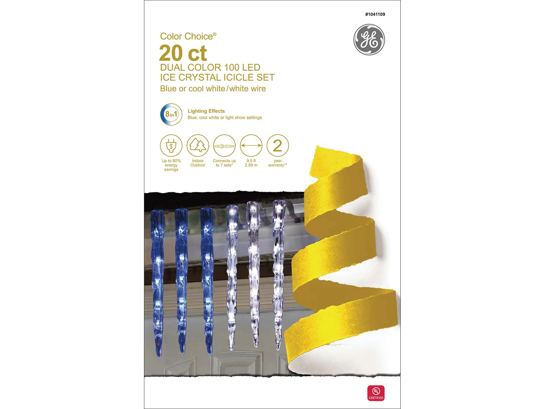 GE Color Choice 100-Count Multi-Function Color-Changing LED Christmas Icicle Lights, 20 Icicles, 9.5-ft Lighted Length, White Wire - Image 7