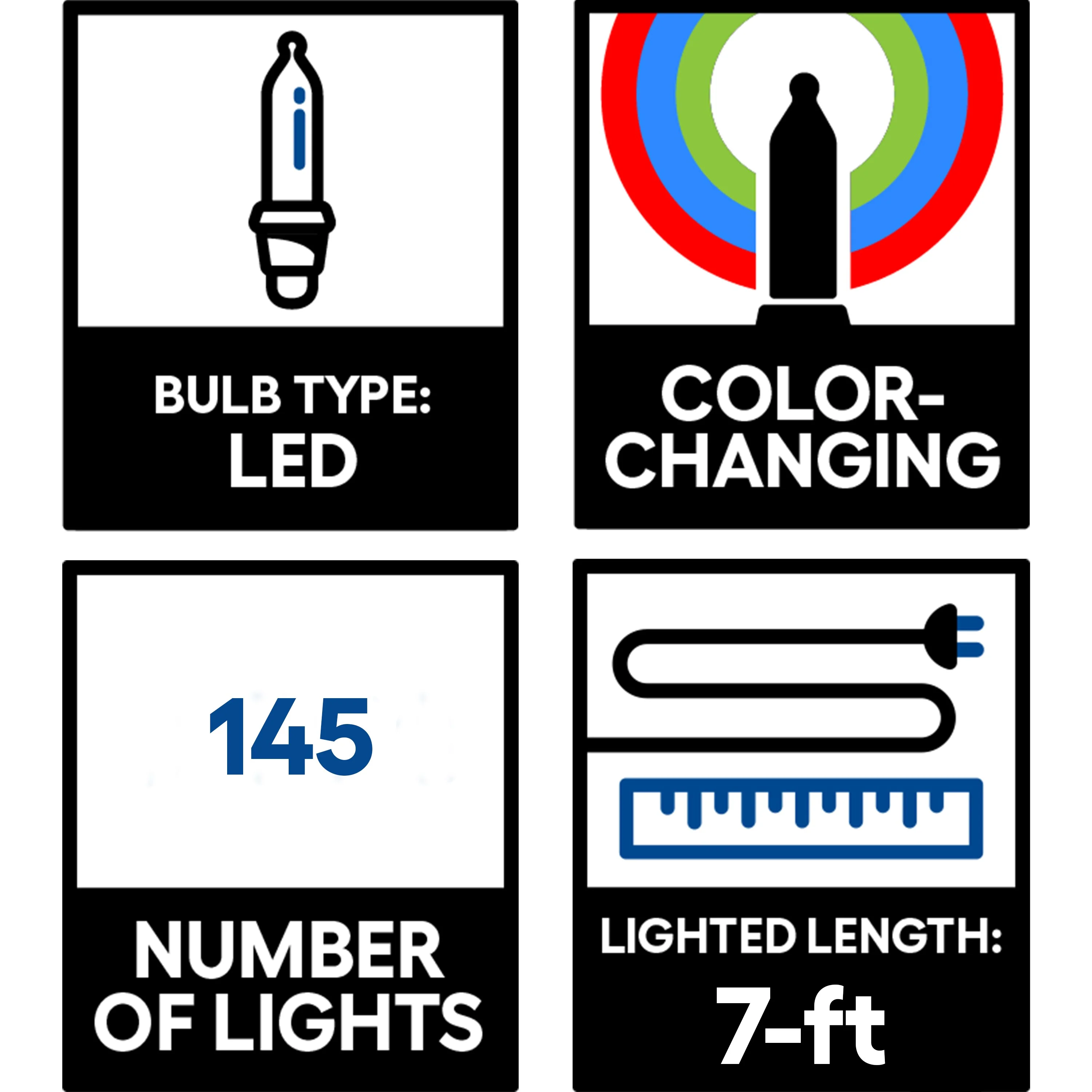 GE Color Choice 145-Count Multi-Function Color-Changing Mini LED Plug-In Christmas Icicle Lights, White Wire - Image 2