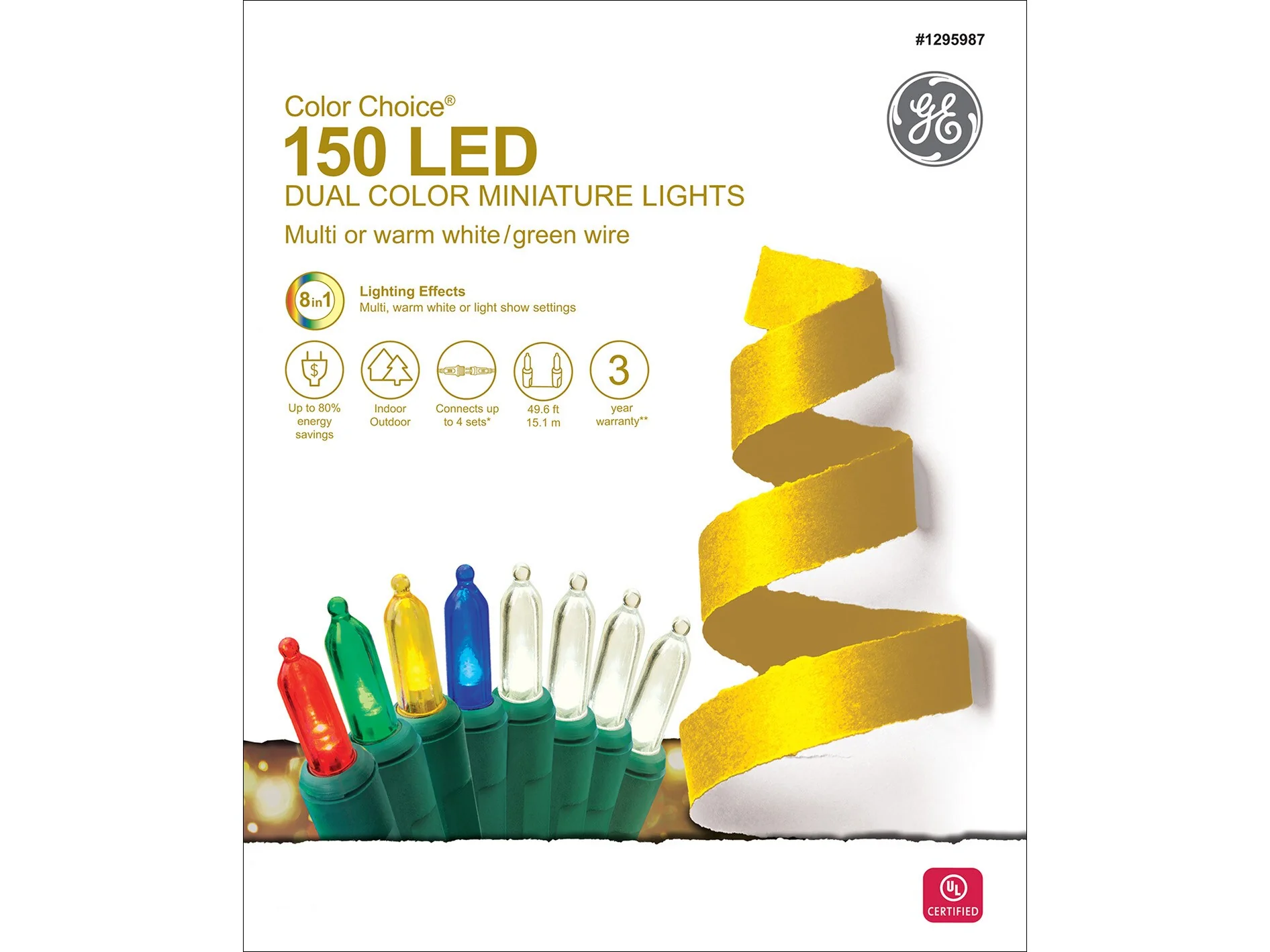 GE Color Choice 150-Count 49.6-ft Multi-function Color Changing LED Plug-In Christmas String Lights - Image 8