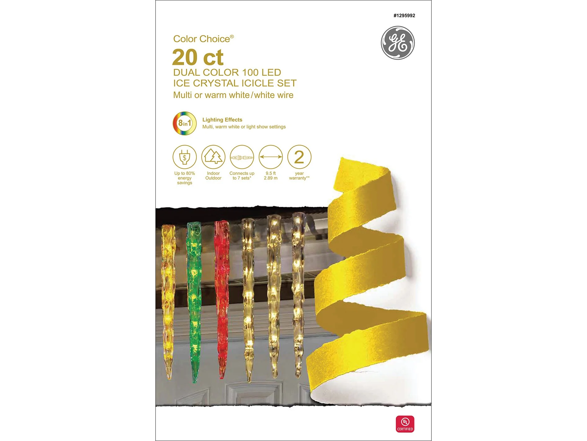 GE Color Choice 20-Count Multi-function Color-Changing Mini LED Plug-In Christmas Icicle Lights - Image 7