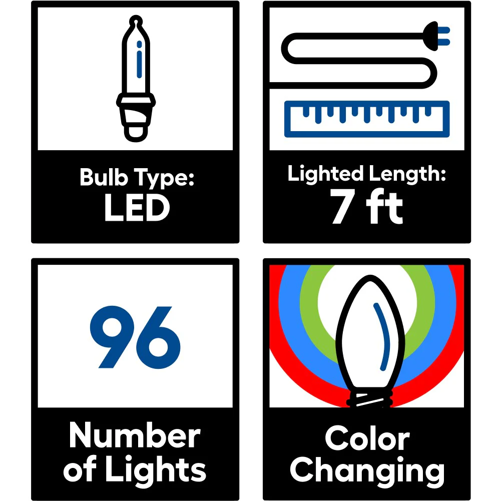GE Color Choice 96-Count Multi-function Color Changing Snowflake LED Plug-In Christmas Icicle Lights - Image 5