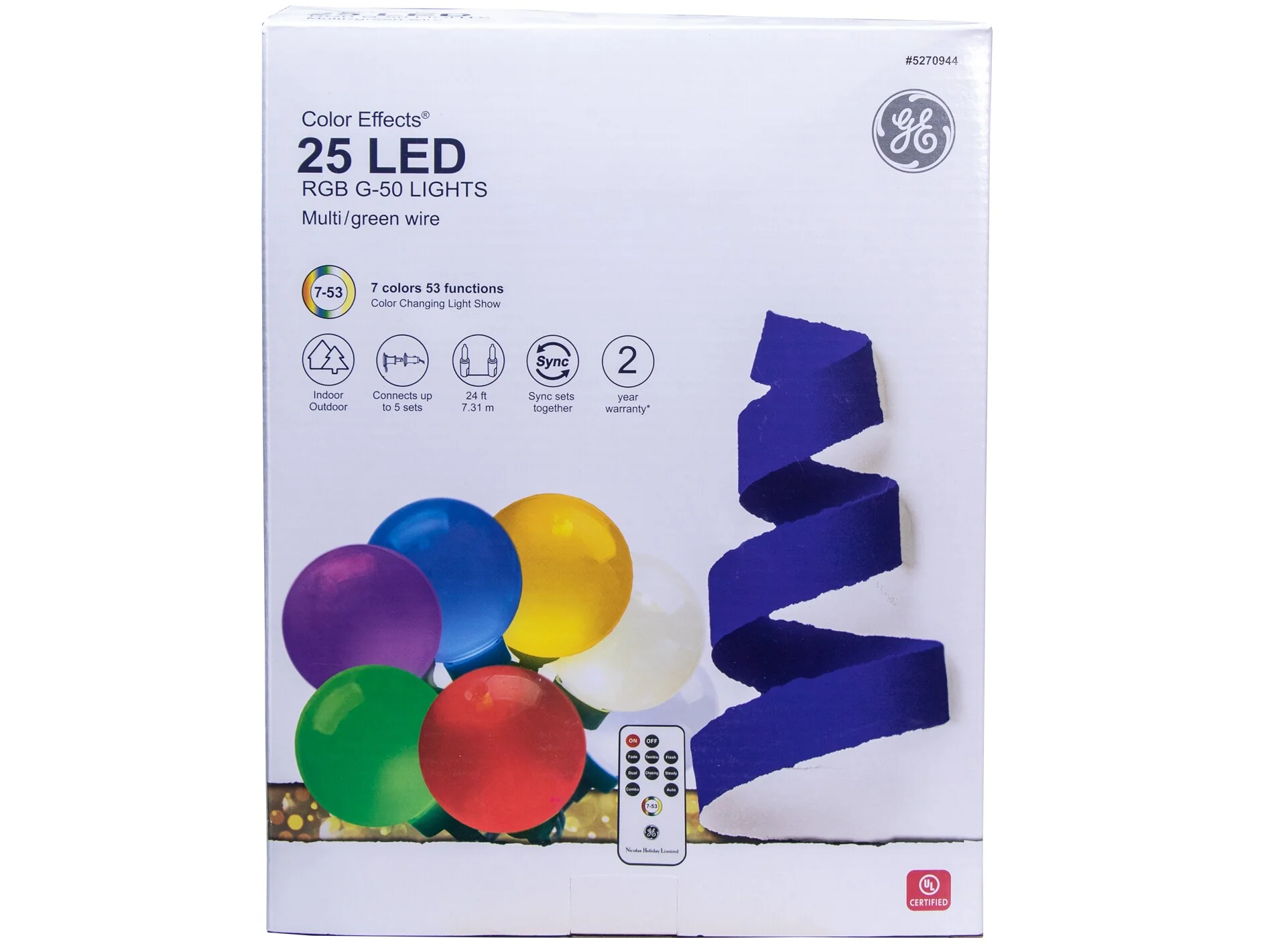 GE Color Effects 25-Count 24-ft Multi-Function Color Changing LED Plug-In Christmas String Lights - Image 5