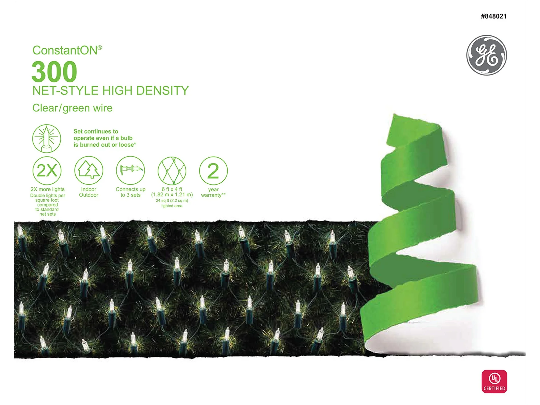 GE ConstantON 6-ft x 4-ft Constant White Incandescent Mini Plug-In Christmas Net Lights - Image 7