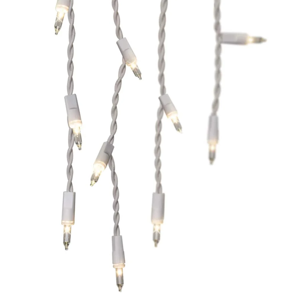 GE ConstantON 600-Count Clear Mini Incandescent Plug-In Christmas Icicle Lights, White Wire, 26.4-ft