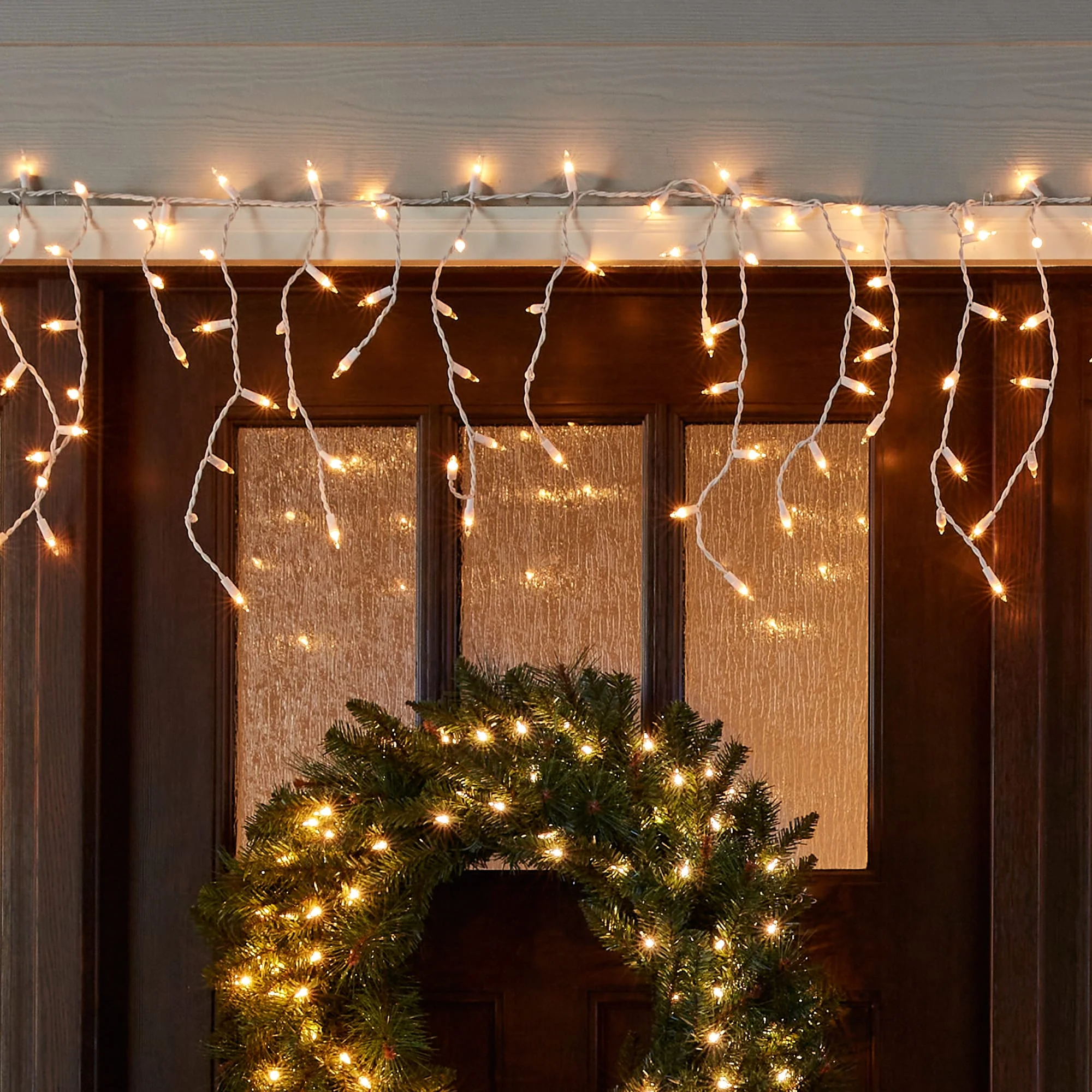 GE ConstantON 600-Count Clear Mini Incandescent Plug-In Christmas Icicle Lights, White Wire, 26.4-ft - Image 2