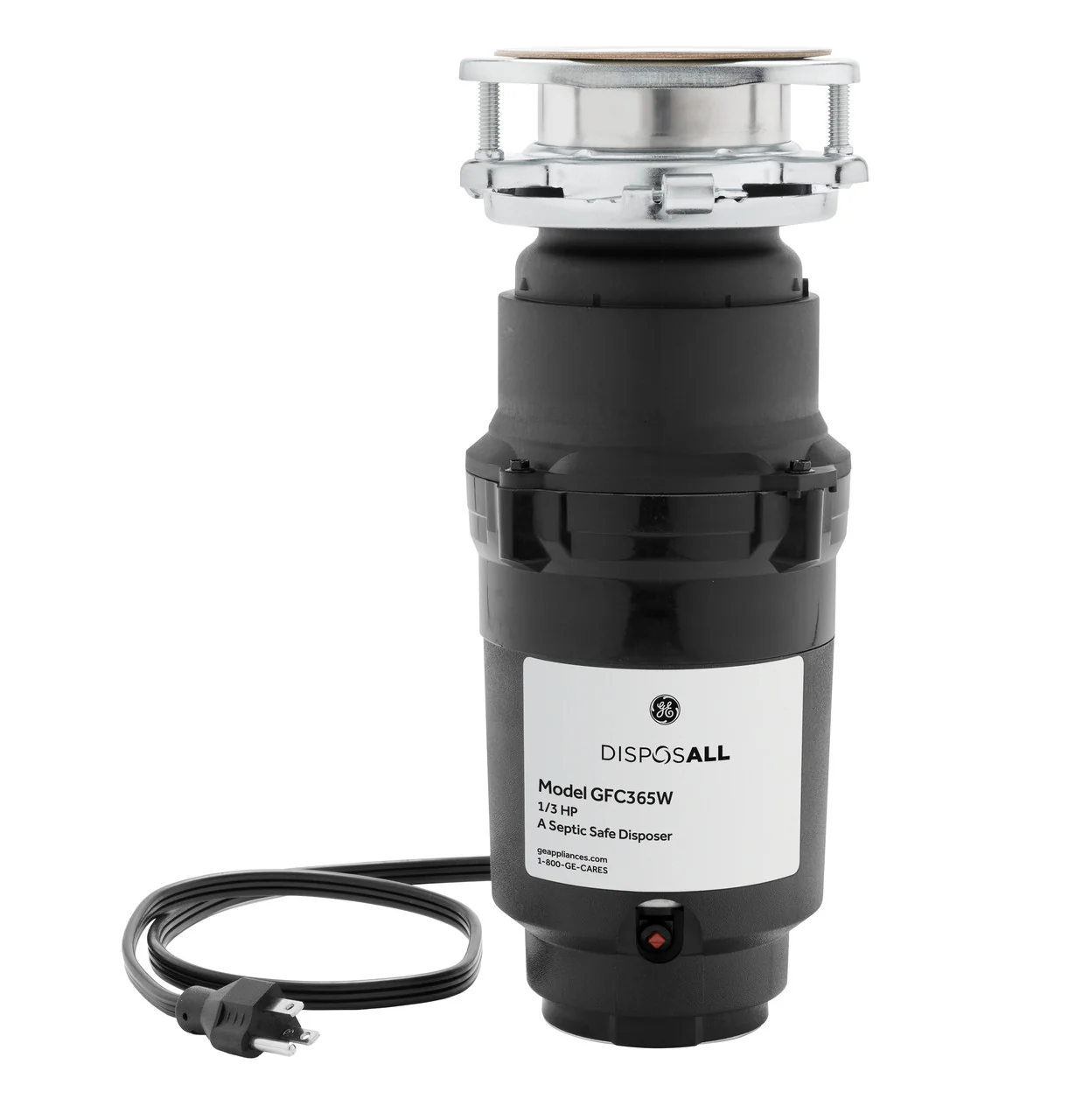 GE Disposall 1/3-HP Continuous Feed Garbage Disposer, Corded (Model GFC365W)