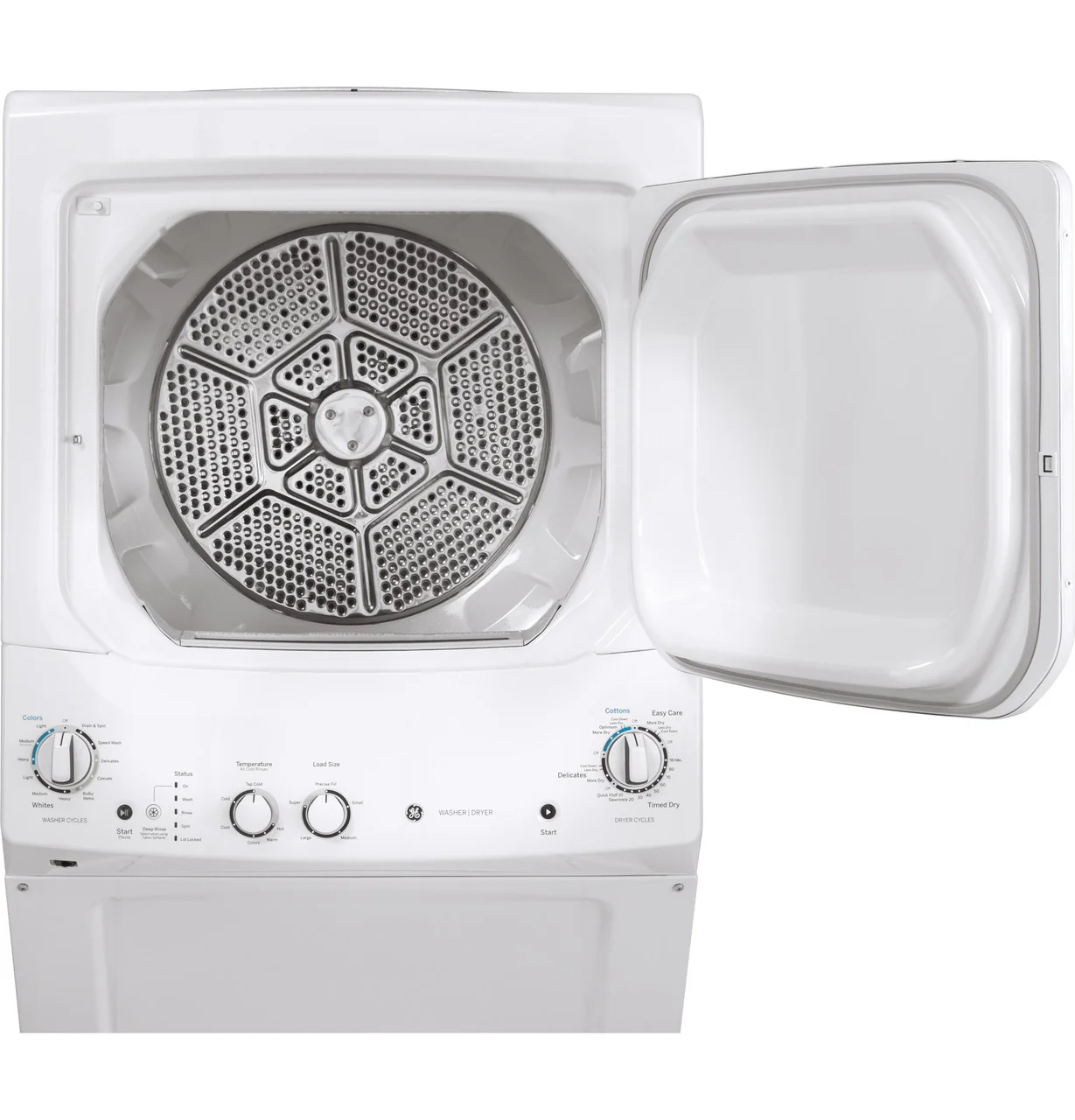 GE Electric Stacked Laundry Center with 3.8-cu ft Washer and 5.9-cu ft Dryer (GUD27ESSMWW) - Image 2