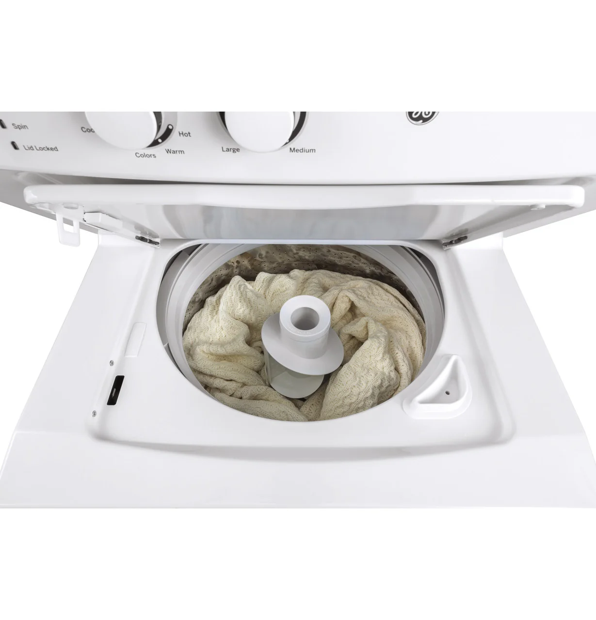 GE Electric Stacked Laundry Center with 3.8-cu ft Washer and 5.9-cu ft Dryer (GUD27ESSMWW) - Image 4