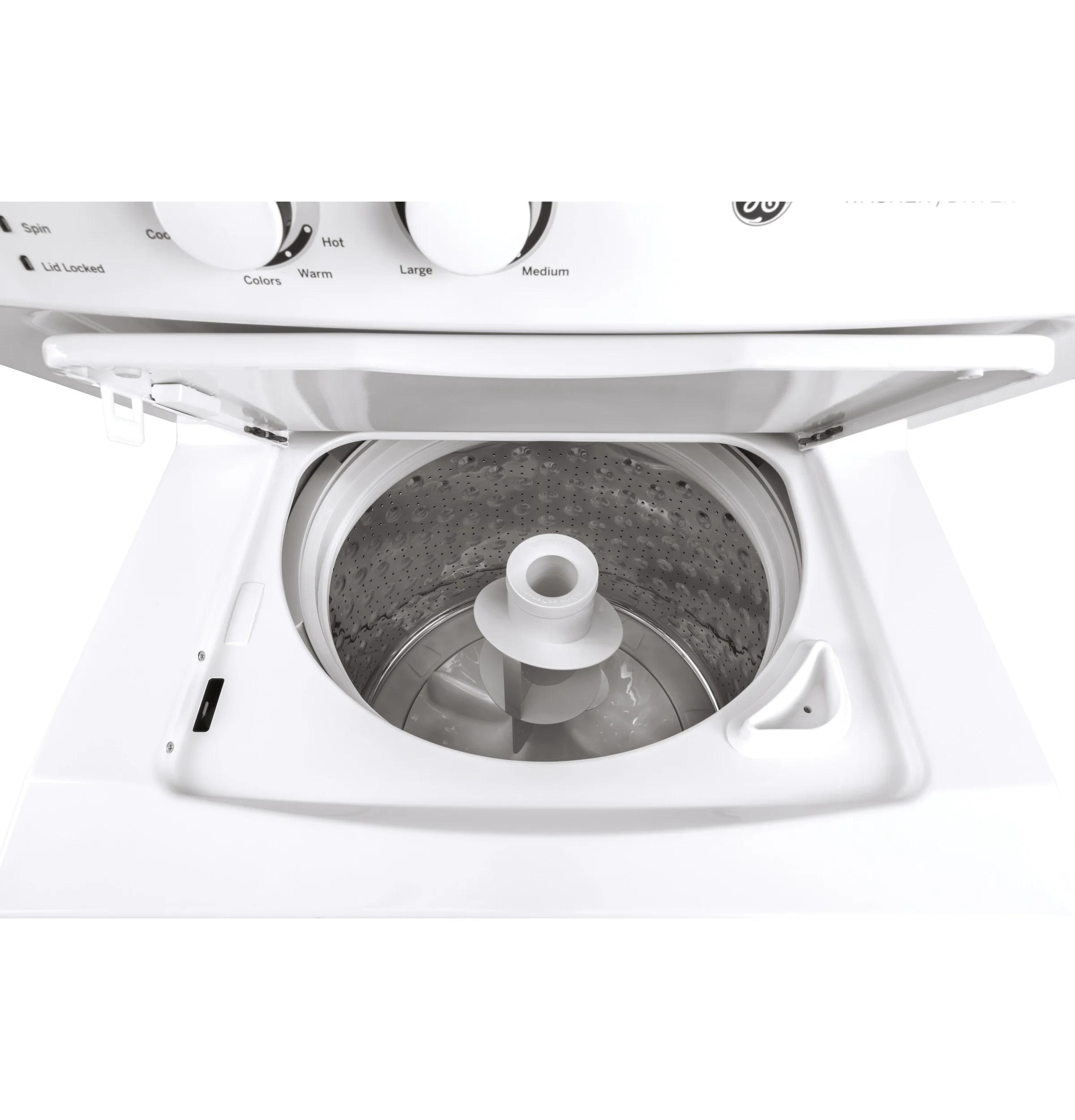 GE Electric Stacked Laundry Center with 3.8-cu ft Washer and 5.9-cu ft Dryer, White - Image 3